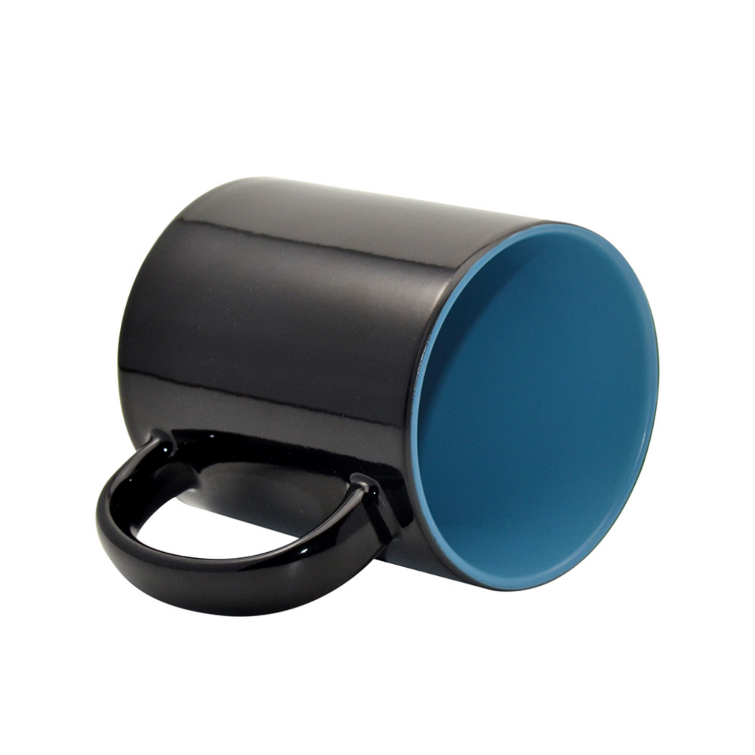 Taza de Cerámica Mágica | Negra con Interior Celeste | 11oz