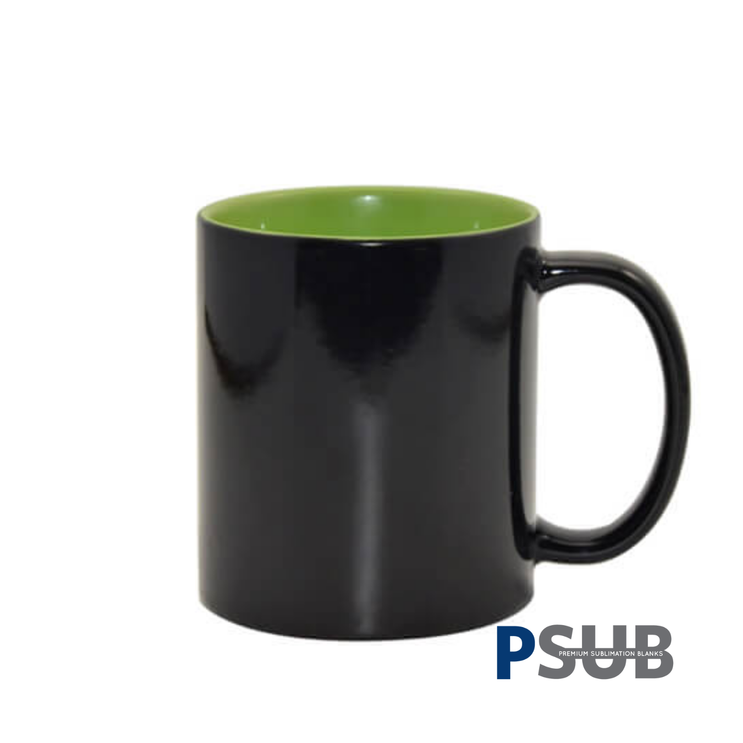 Taza de Cerámica Mágica | Negra con Interior Verde Claro | 11oz