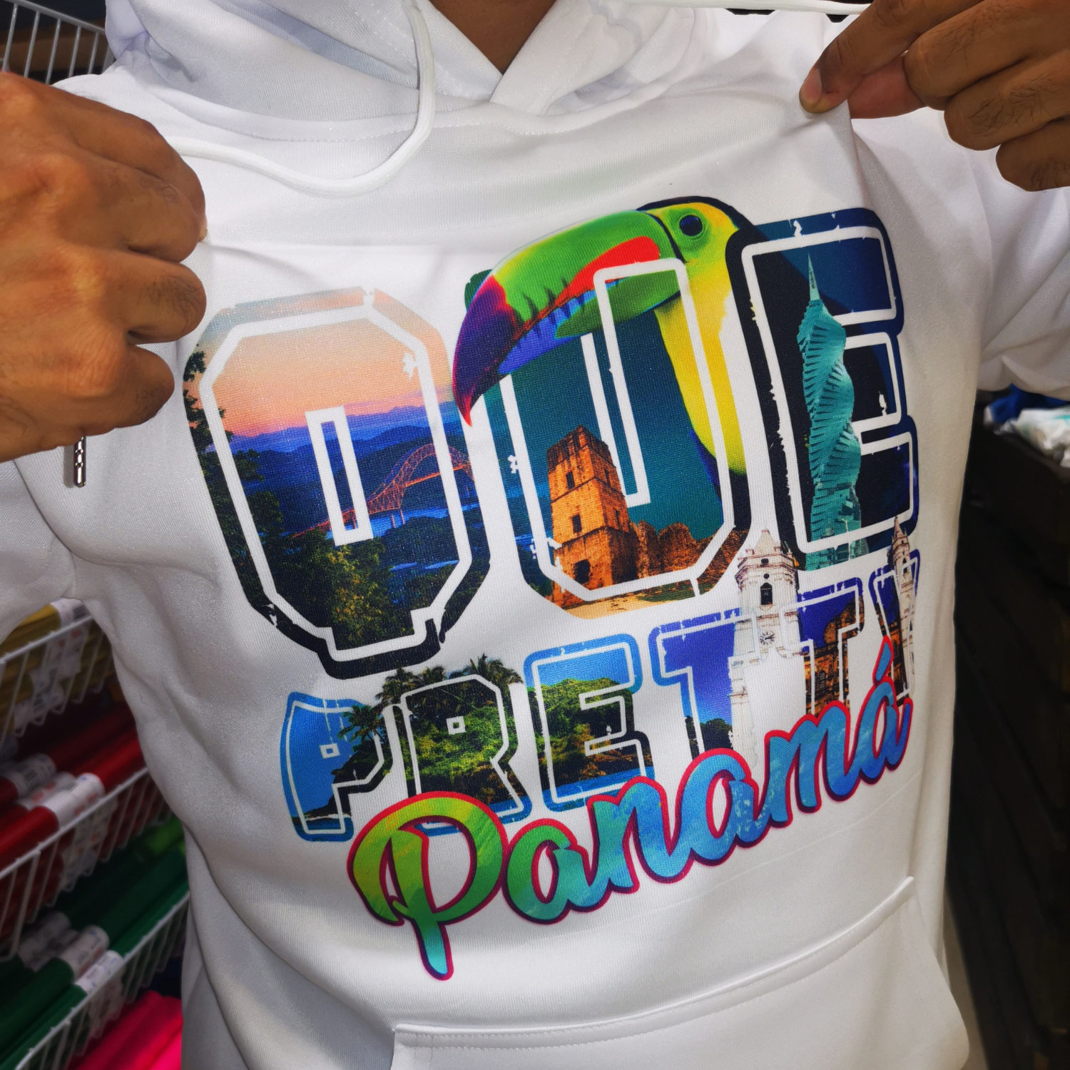 Que Pretty Panamá | Hoodie Blanco Sublimable | Unisex