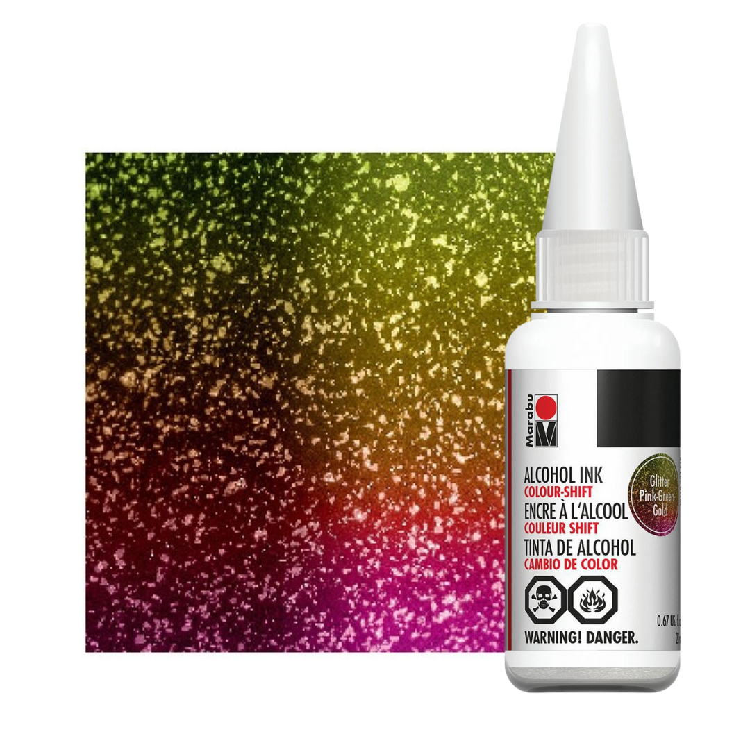 Alcohol Inks | 518 Glitter Pink Green Gold