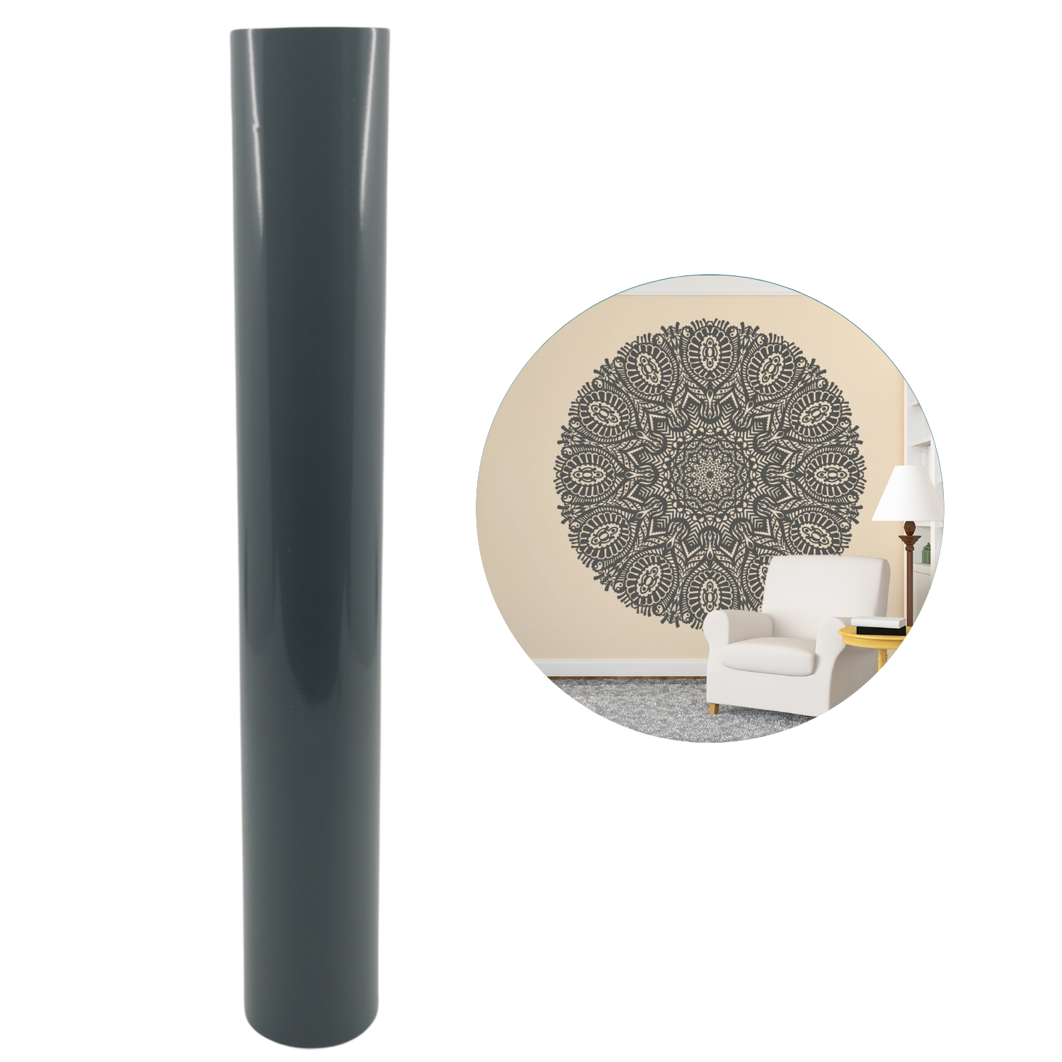 Vinil Adhesivo | Glossy Dark Grey | Ancho 12"