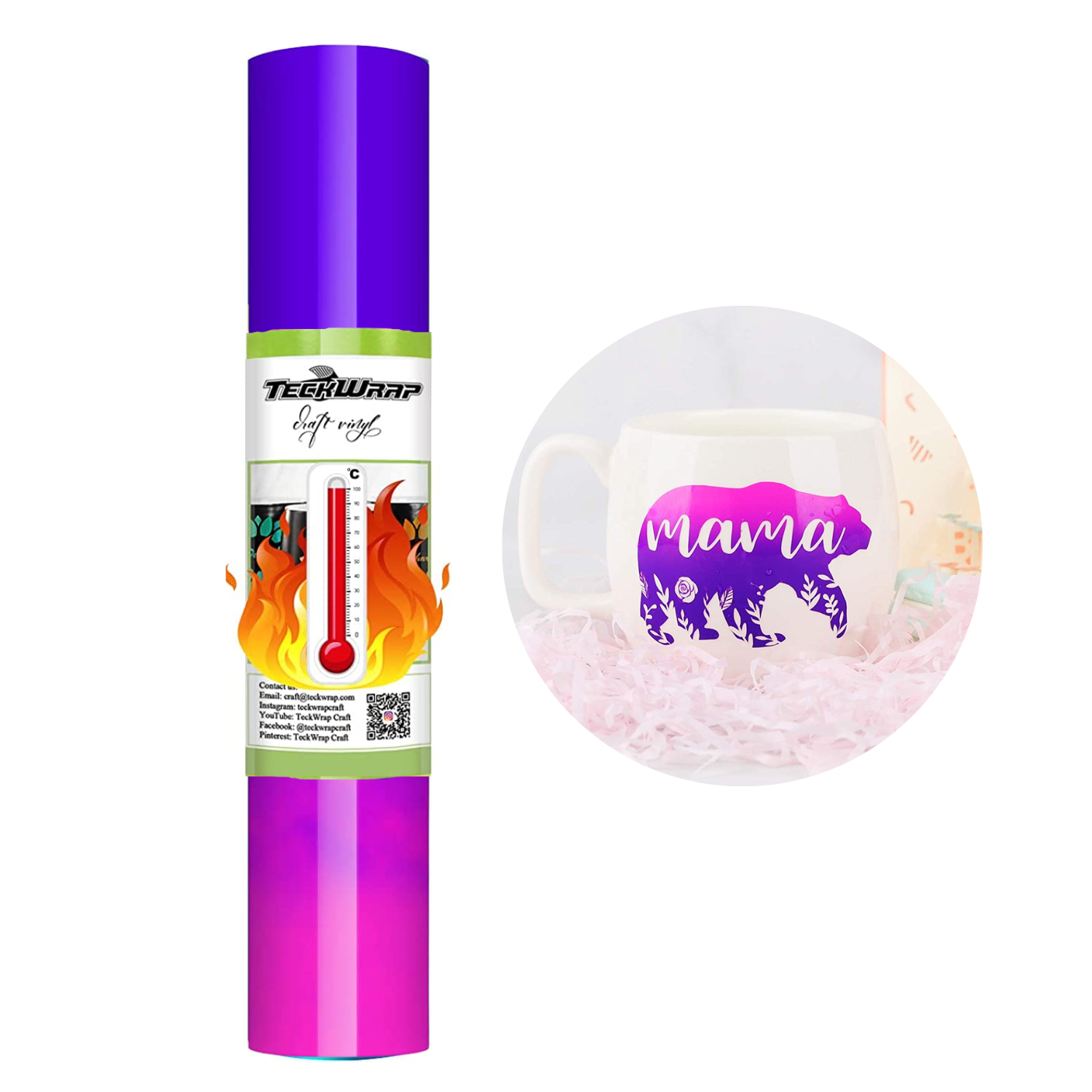 Vinil Adhesivo | Permanente | Purple to Neon Pink | Caliente