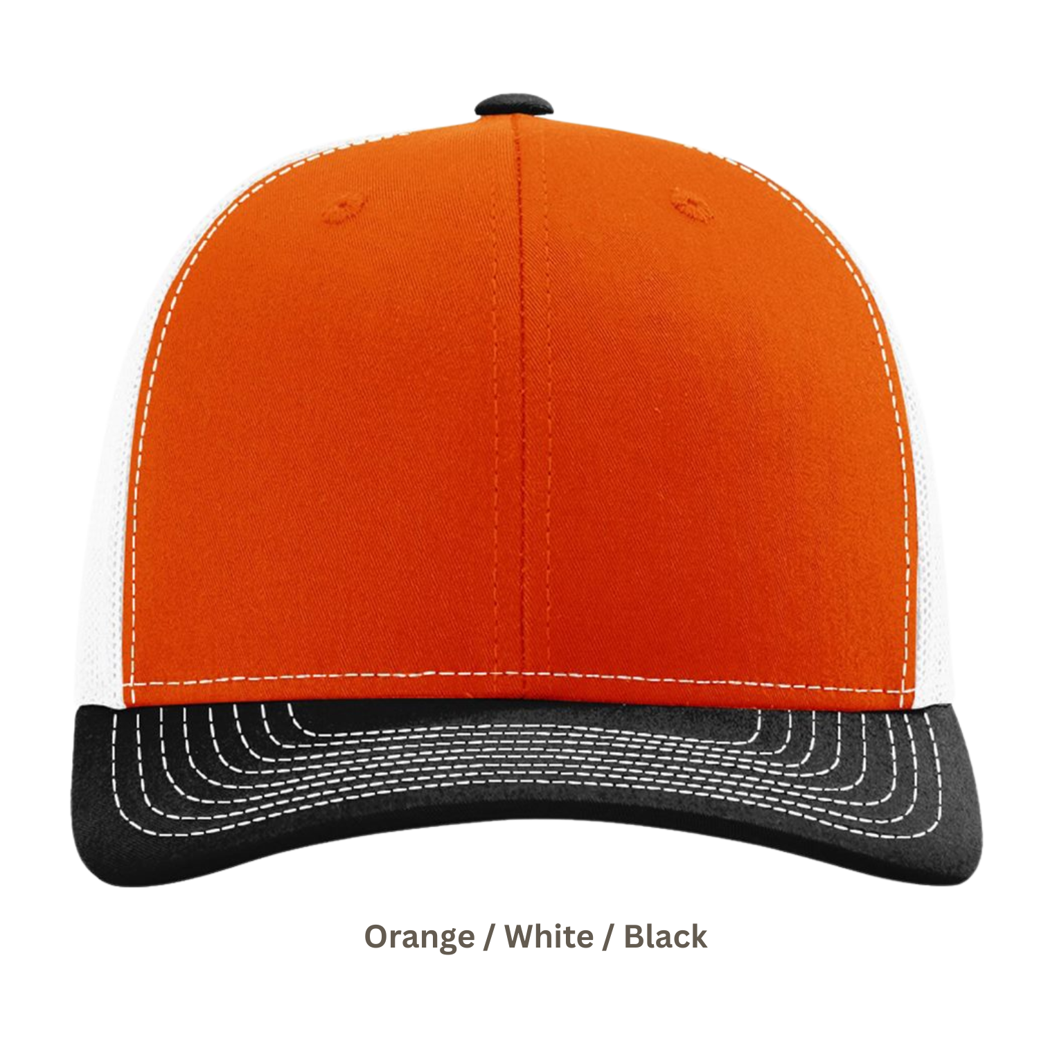 Richardson 112 | Adjustable Snapback Trucker Cap | Orange / White / Black