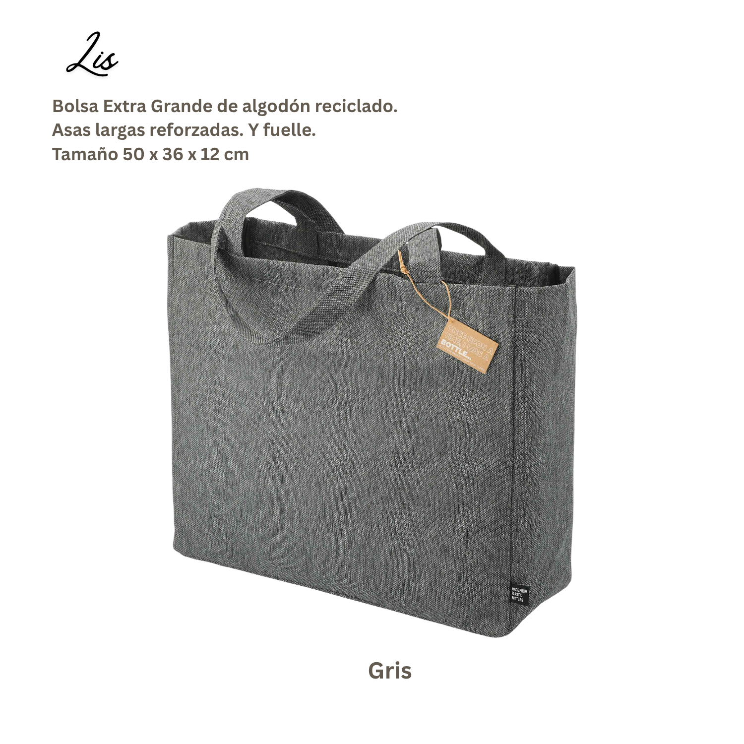 Bolsa Extra Grande de Algodón Lis | Gris