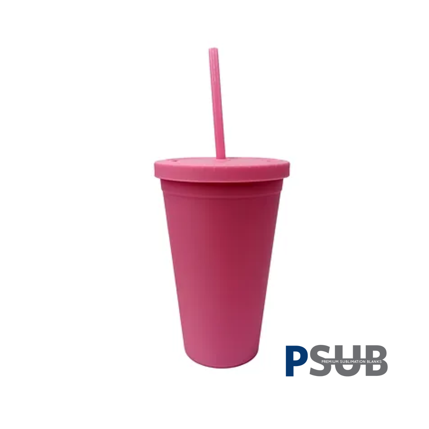 Vaso Doble Pared con carrizo y tapa | 16 oz | Rosado Mate