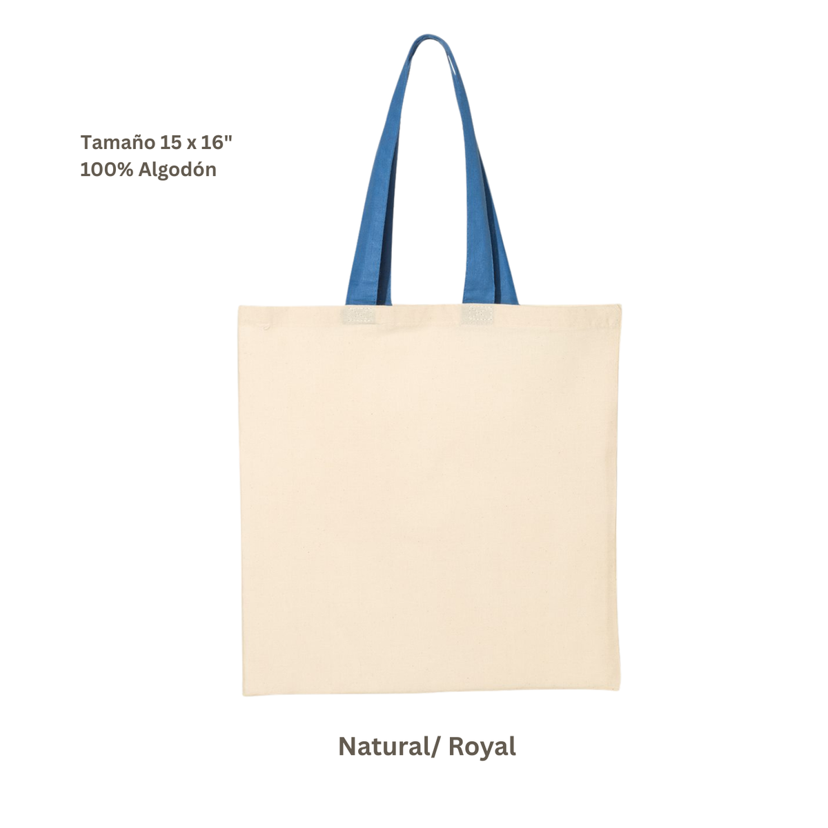 Bolsa Tote de Algodón Natural | Asa Color Azul Royal