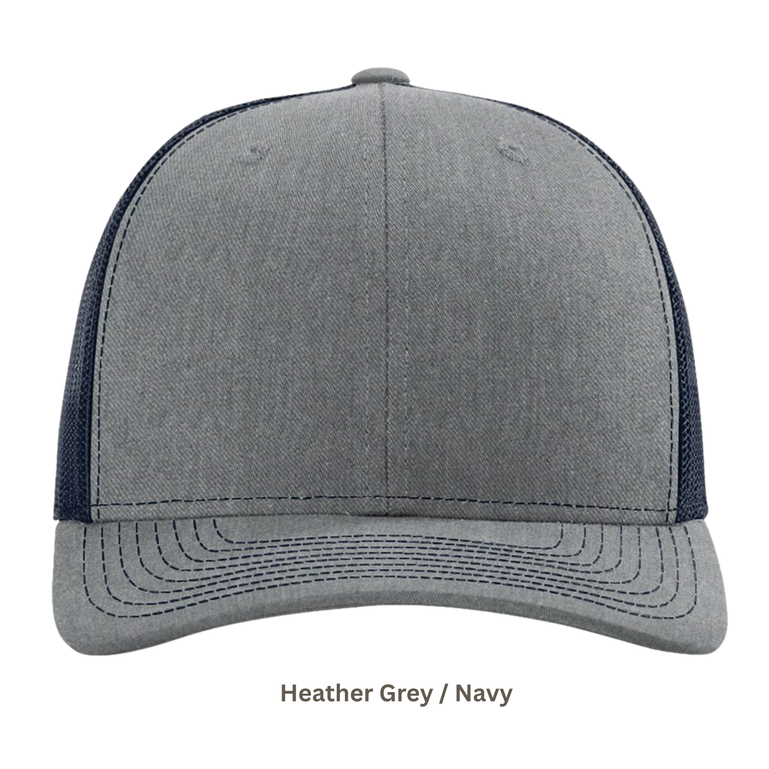 Richardson 112 | Adjustable Snapback Trucker Cap | Heather Grey/ Navy