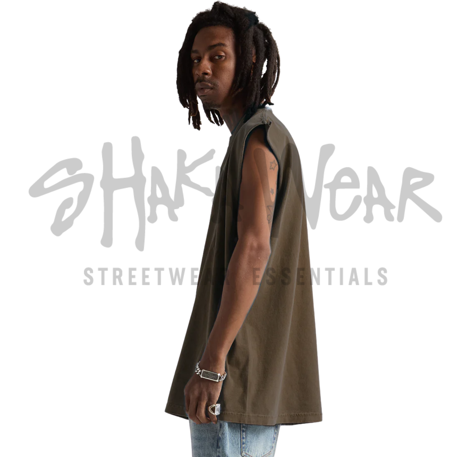 Shaka Wear Garment Dye Muscle Tee | Mocha | 7.5 oz