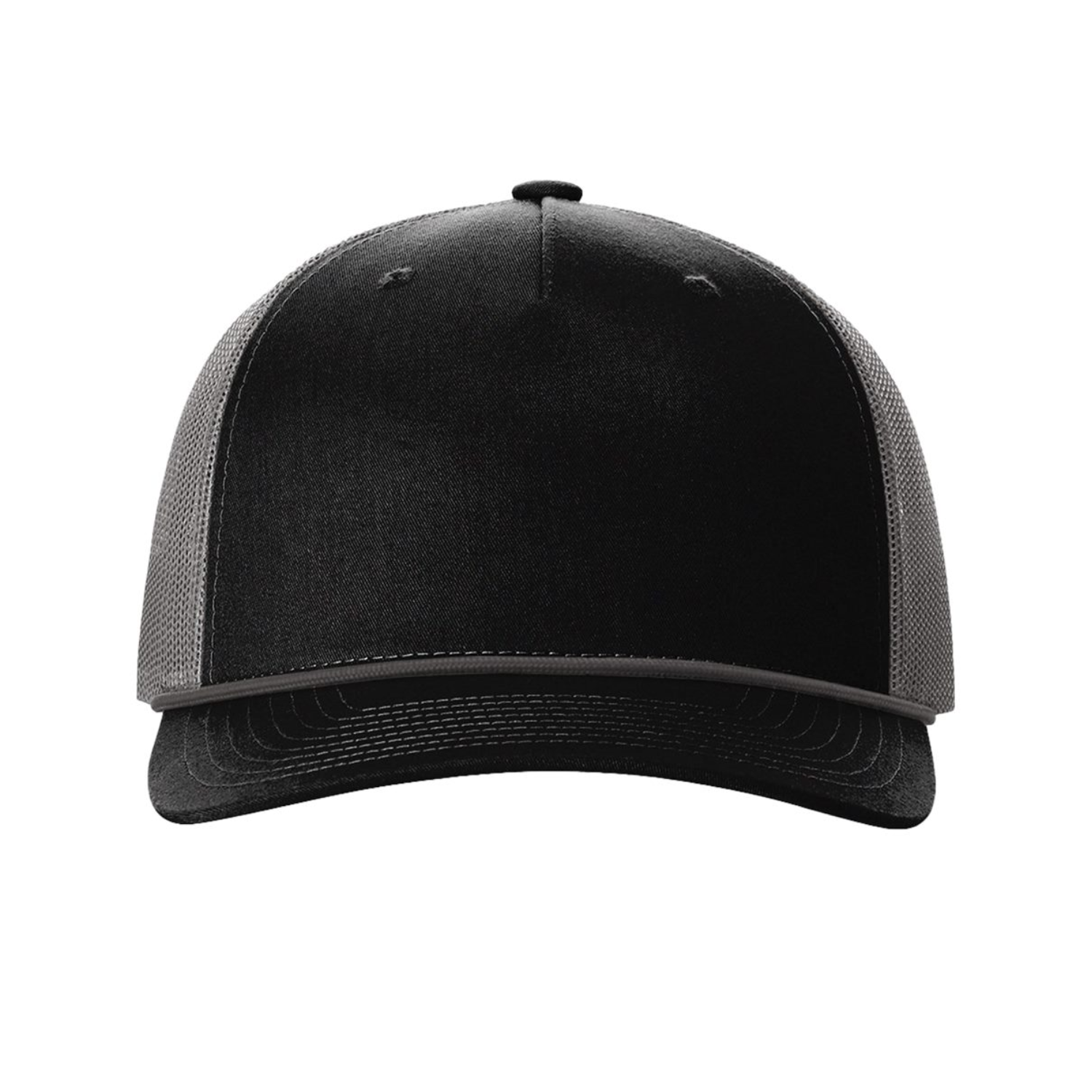 Richardson 112FPR | Five Panel Trucker with Rope Cap | Black/ Charcoal