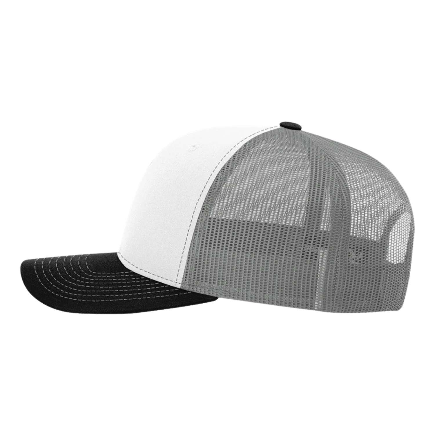 Richardson 112 | Adjustable Snapback Trucker Cap | White/ Aluminum/ Black