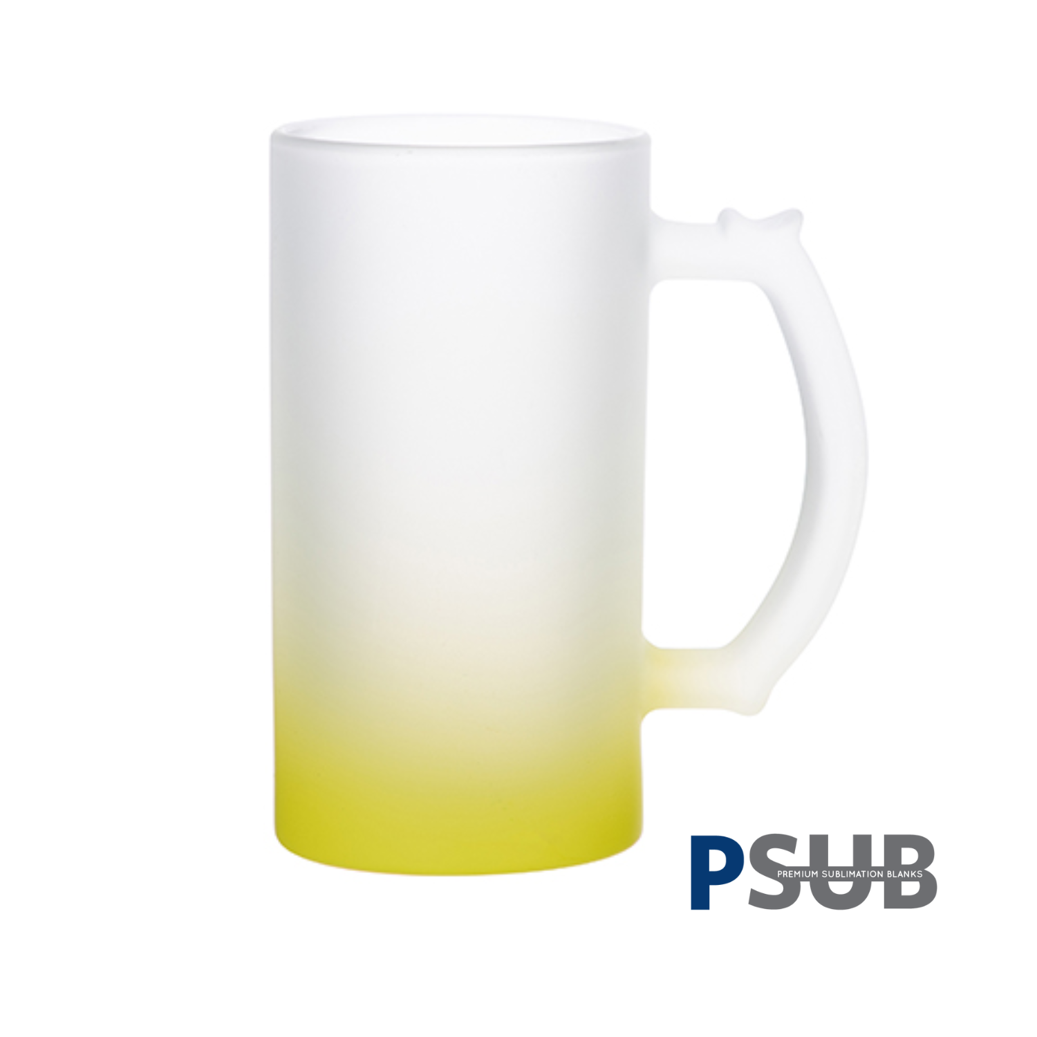 Jarra Cervecera de Vidrio | Frosted con degradé amarillo | 16 oz