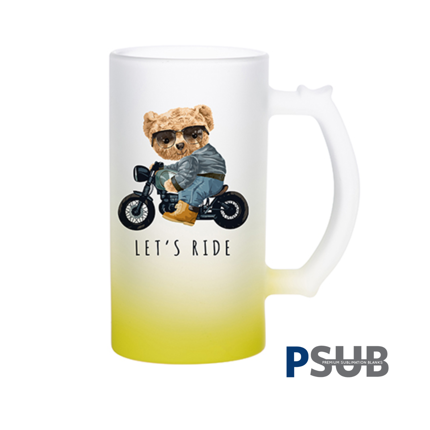 Jarra Cervecera de Vidrio | Frosted con degradé amarillo | 16 oz