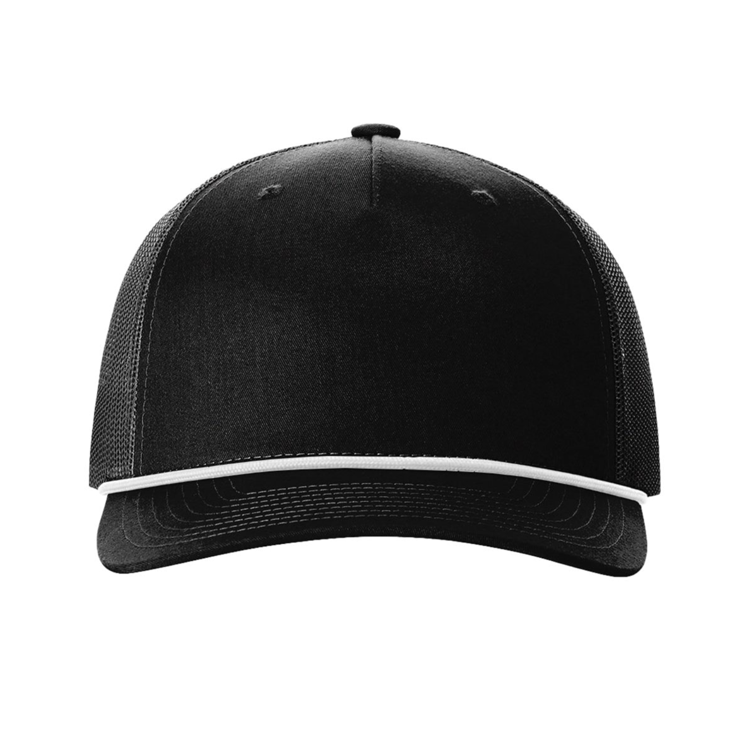 Richardson 112FPR | Five Panel Trucker with Rope Cap | Black/ White