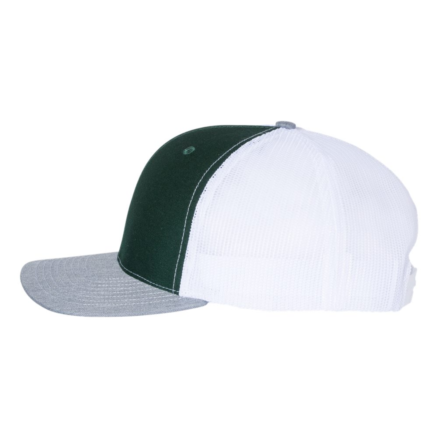Richardson 112 | Adjustable Snapback Trucker Cap | Dark Green/ White/ Heather Grey