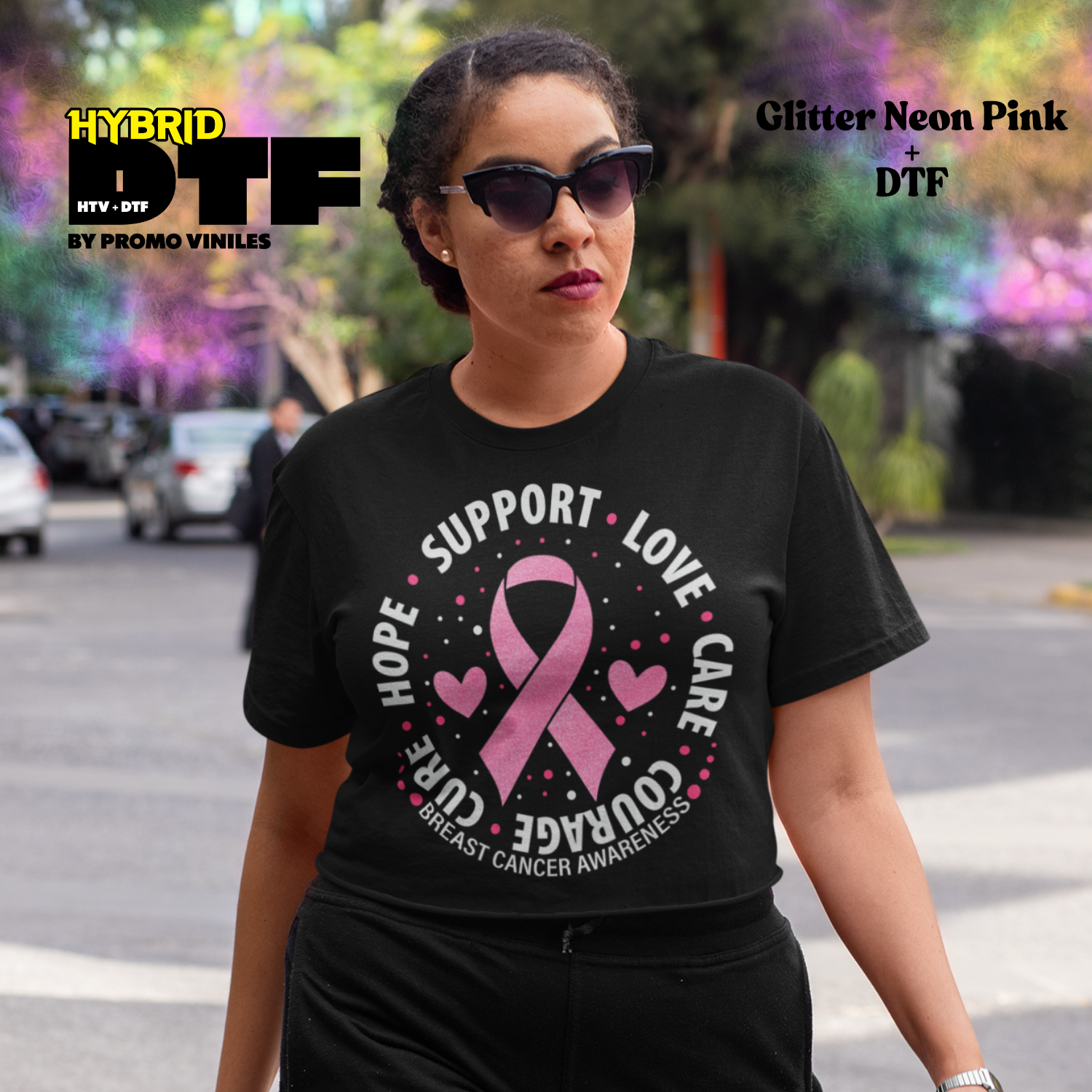 Hybrid DTF | Support | Glitter Neon Pink