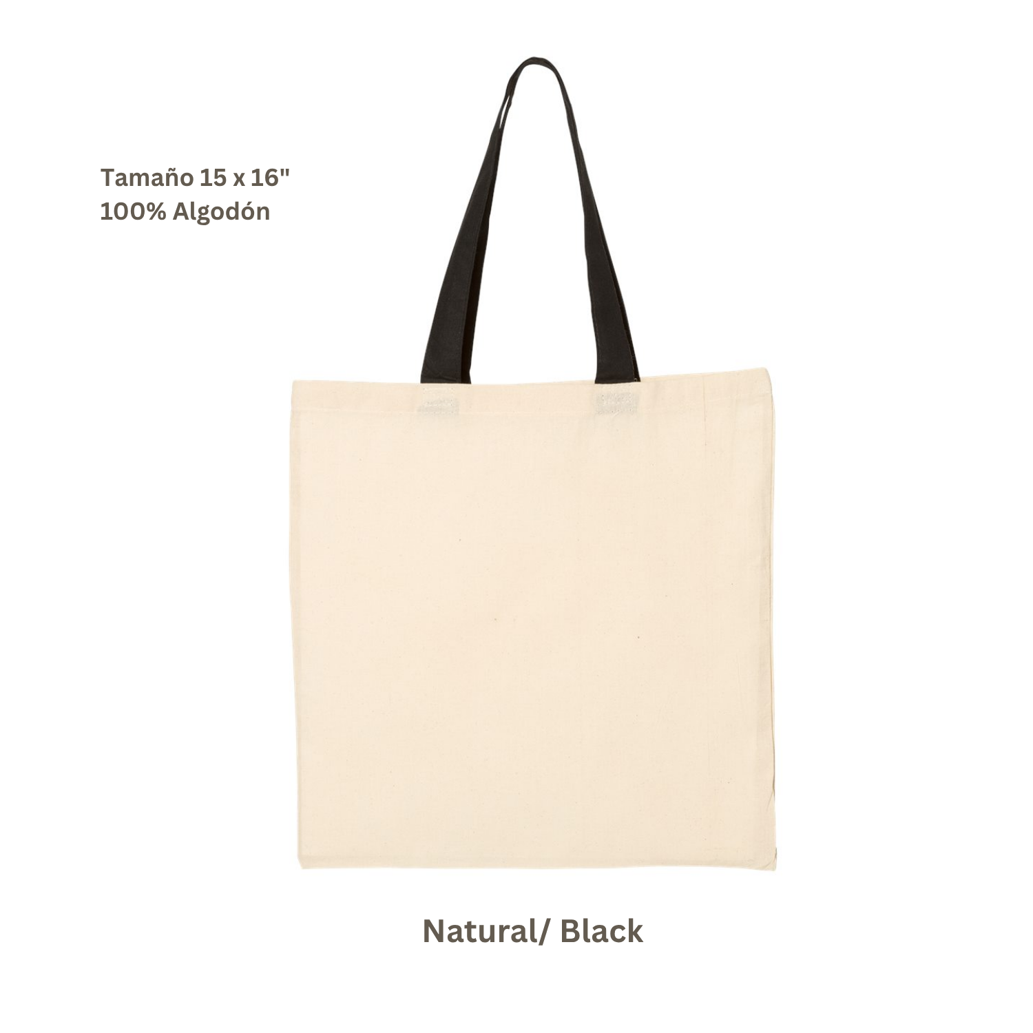 Bolsa Tote de Algodón Natural | Asa Color Negro