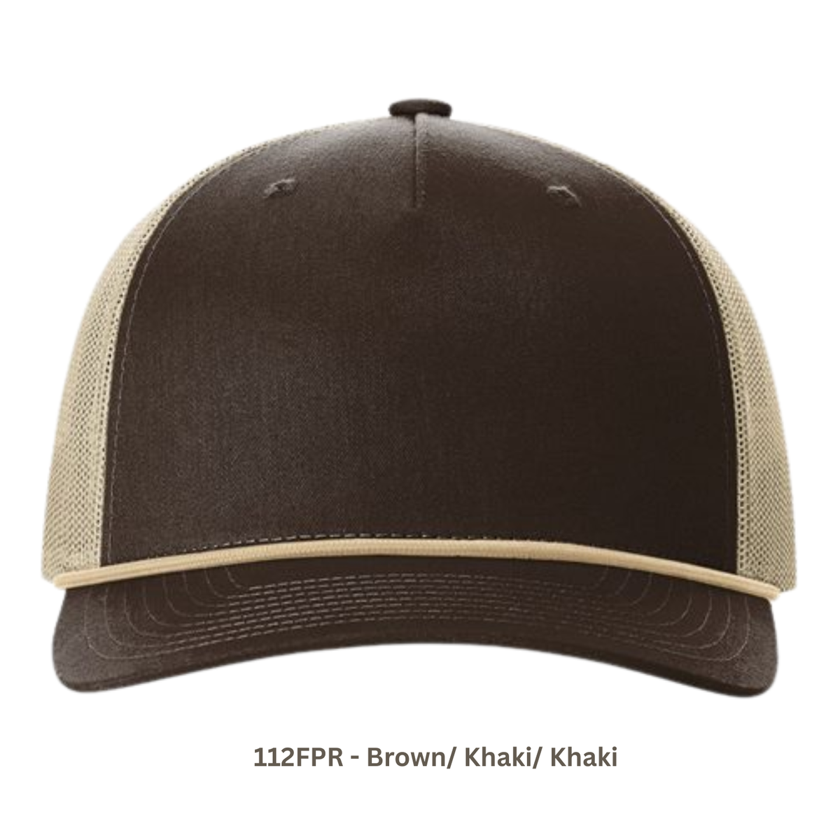Richardson 112FPR | Five Panel Trucker with Rope Cap | Brown/ Khaki/ Khaki