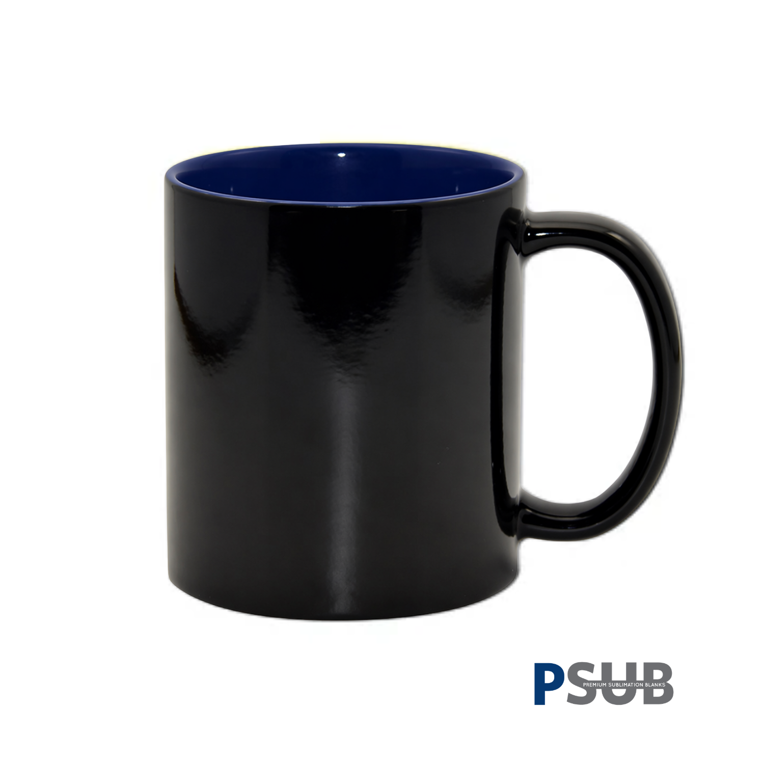 Taza de Cerámica Mágica | Negra con Interior Azul | 11oz