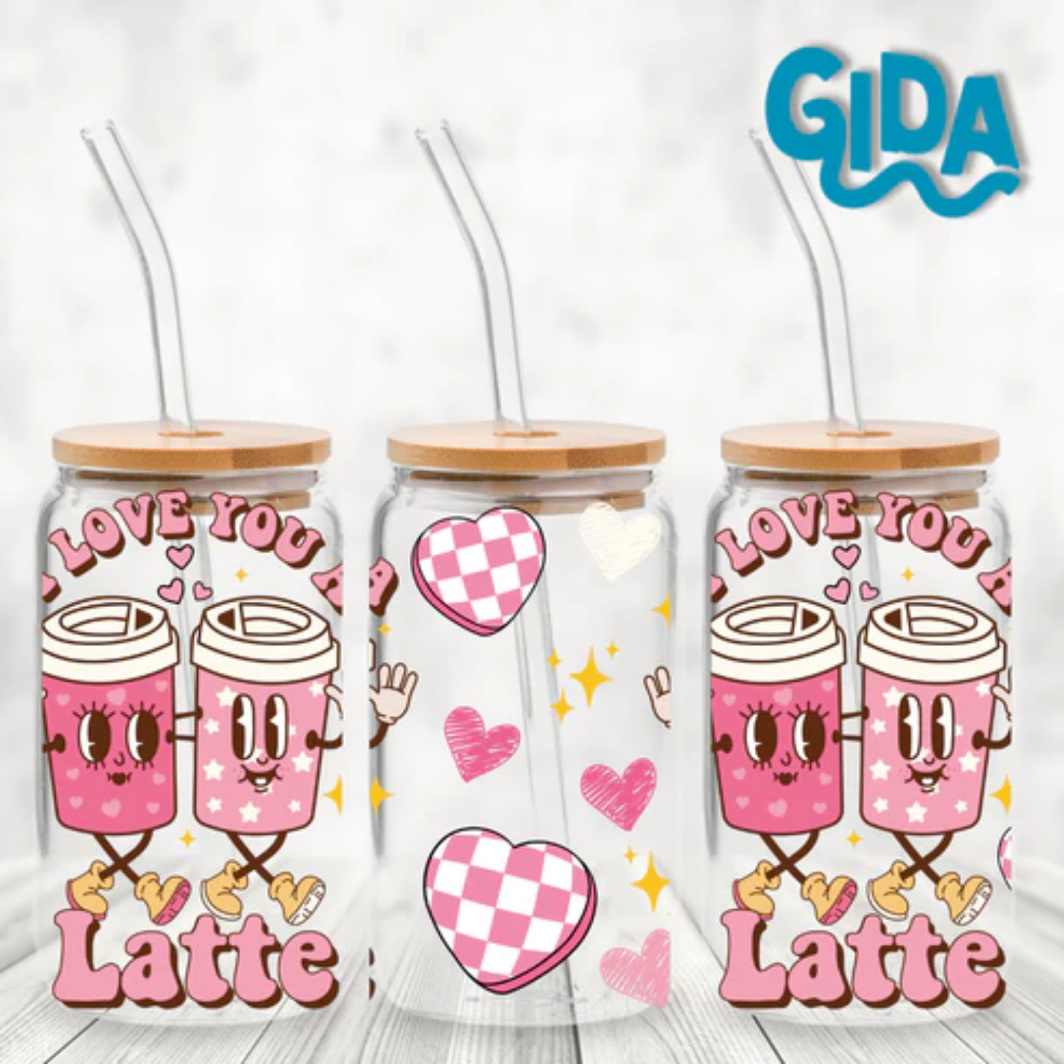 UV DTF Wrap |  I love you a Latte | 9.5 x 4.33"