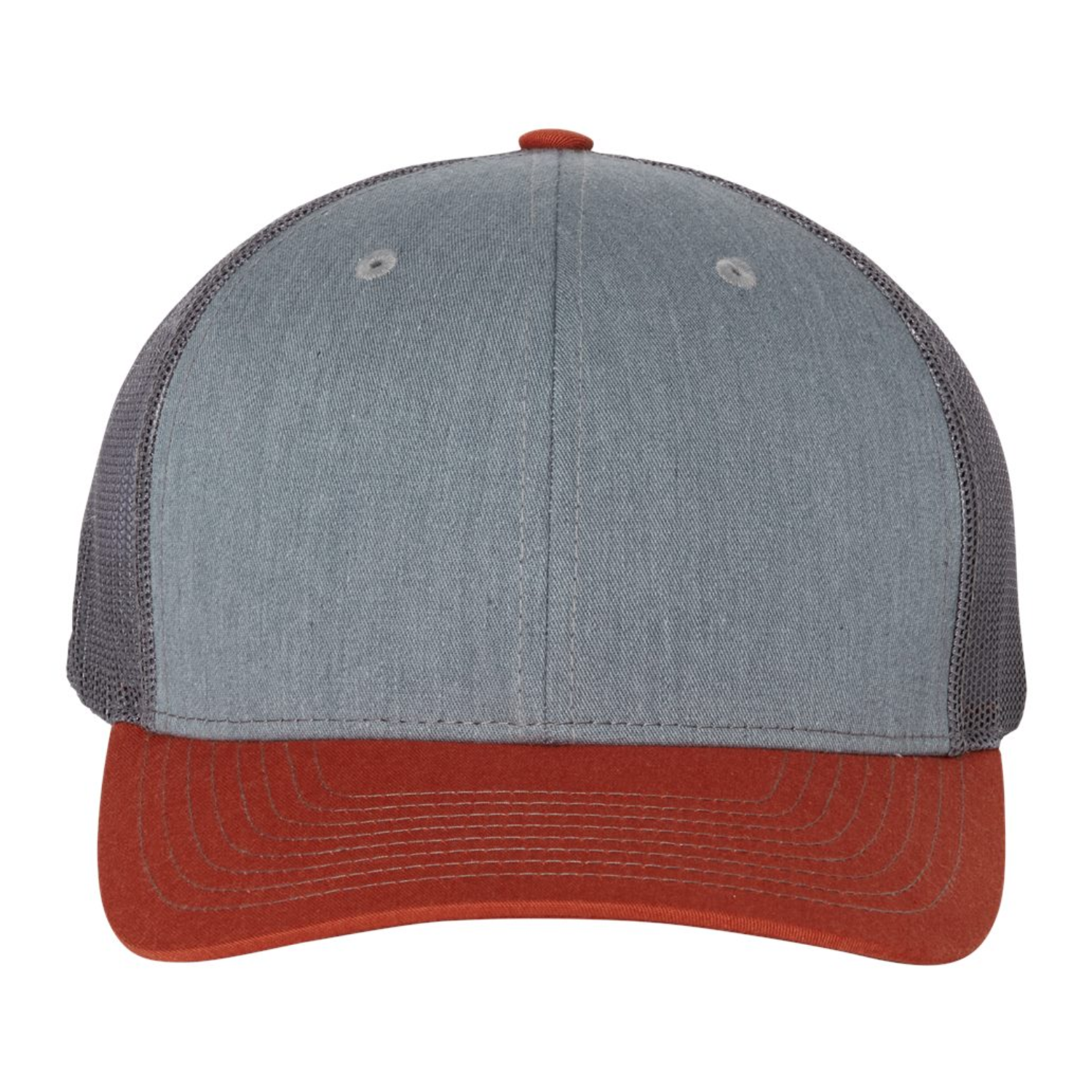 Richardson 112 | Adjustable Snapback Trucker Cap | Heather Grey/ Charcoal/ Dark Orange