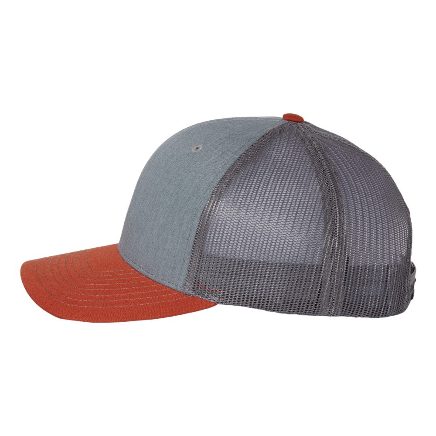 Richardson 112 | Adjustable Snapback Trucker Cap | Heather Grey/ Charcoal/ Dark Orange
