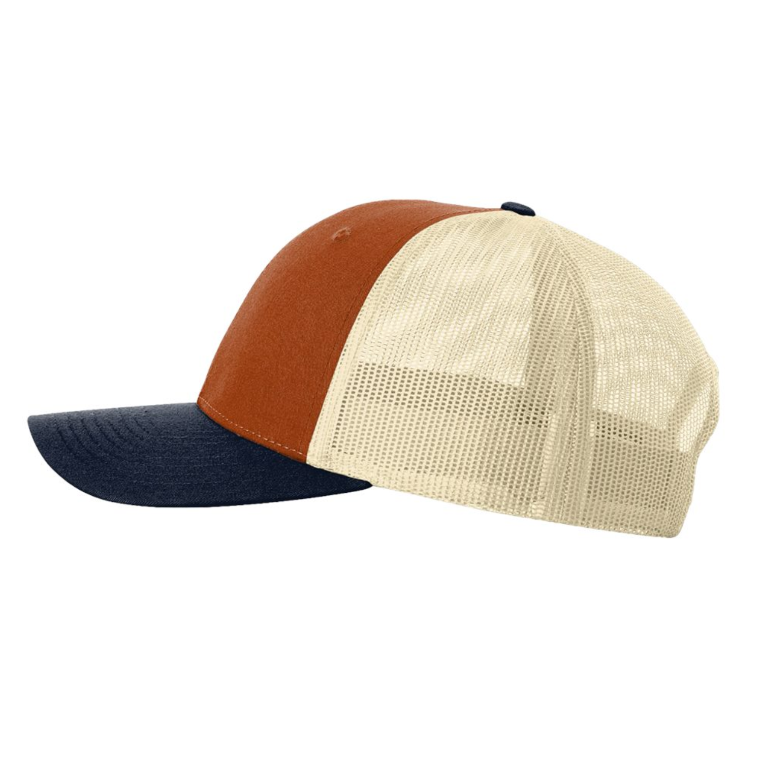 Richardson 115 | Low Pro Trucker Cap | Dark Orange/ Birch/ Patriot Blue