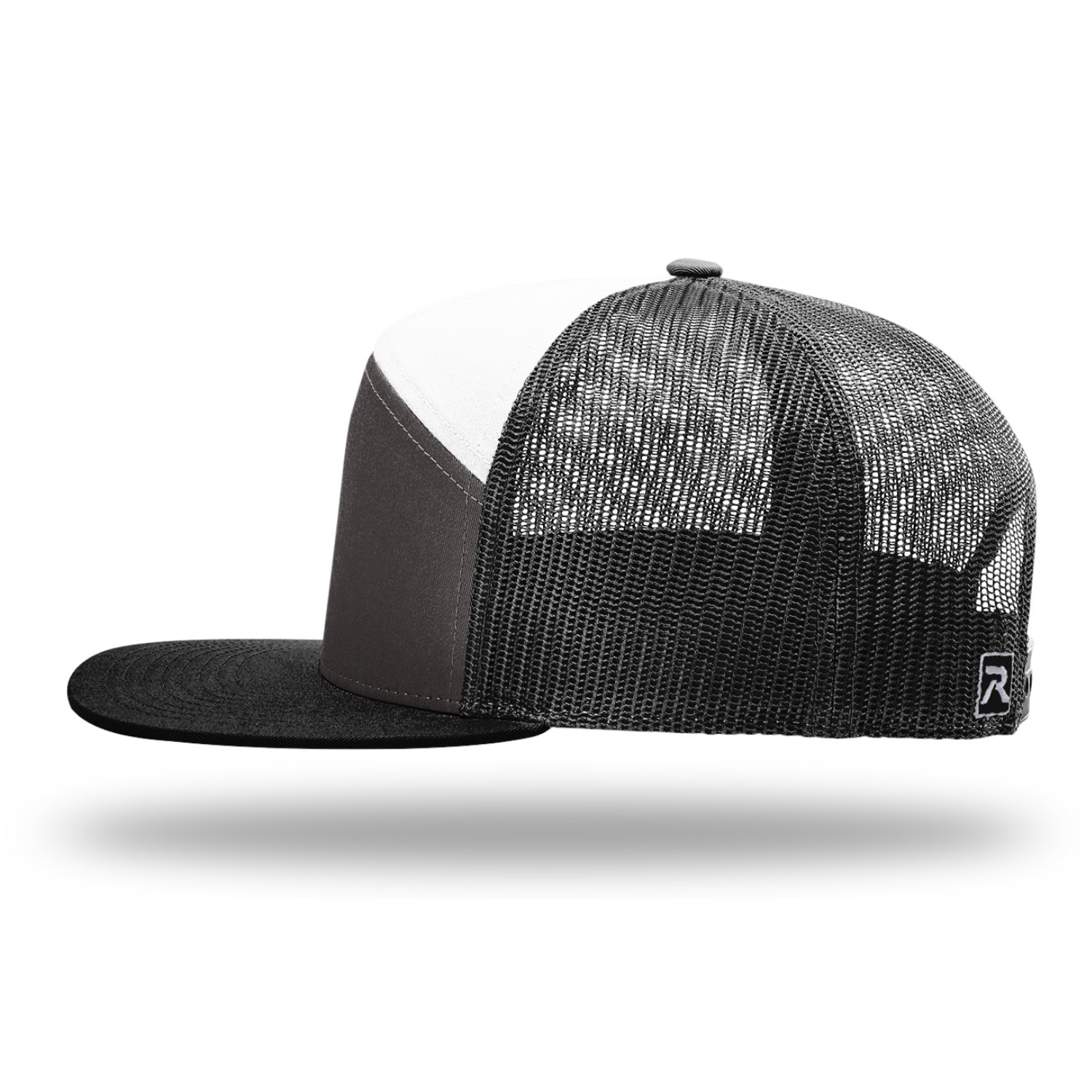 Richardson 168 | Seven Panel Trucker Cap | Charcoal/ Black/ White