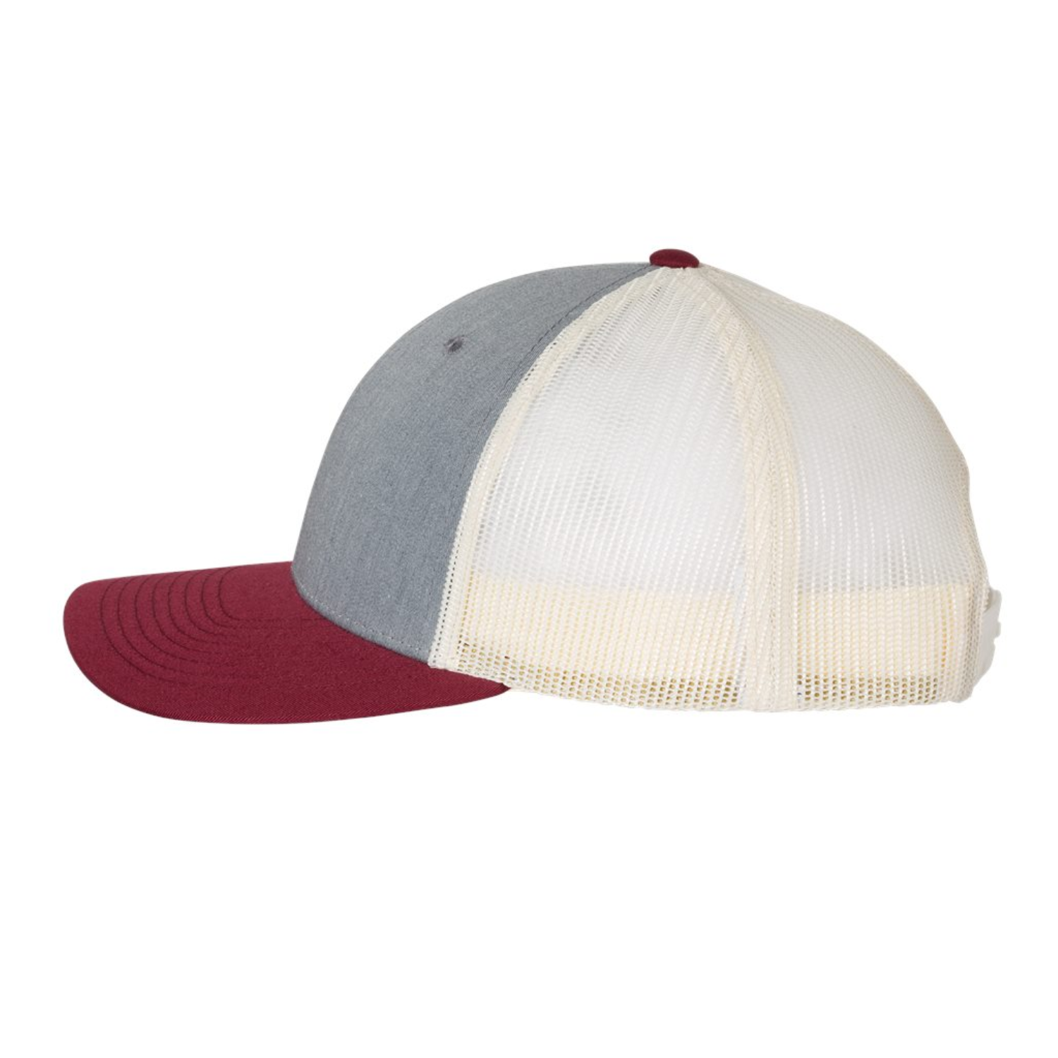 Richardson 115 | Low Pro Trucker Cap | Heather Grey/ Birch/ Cardinal