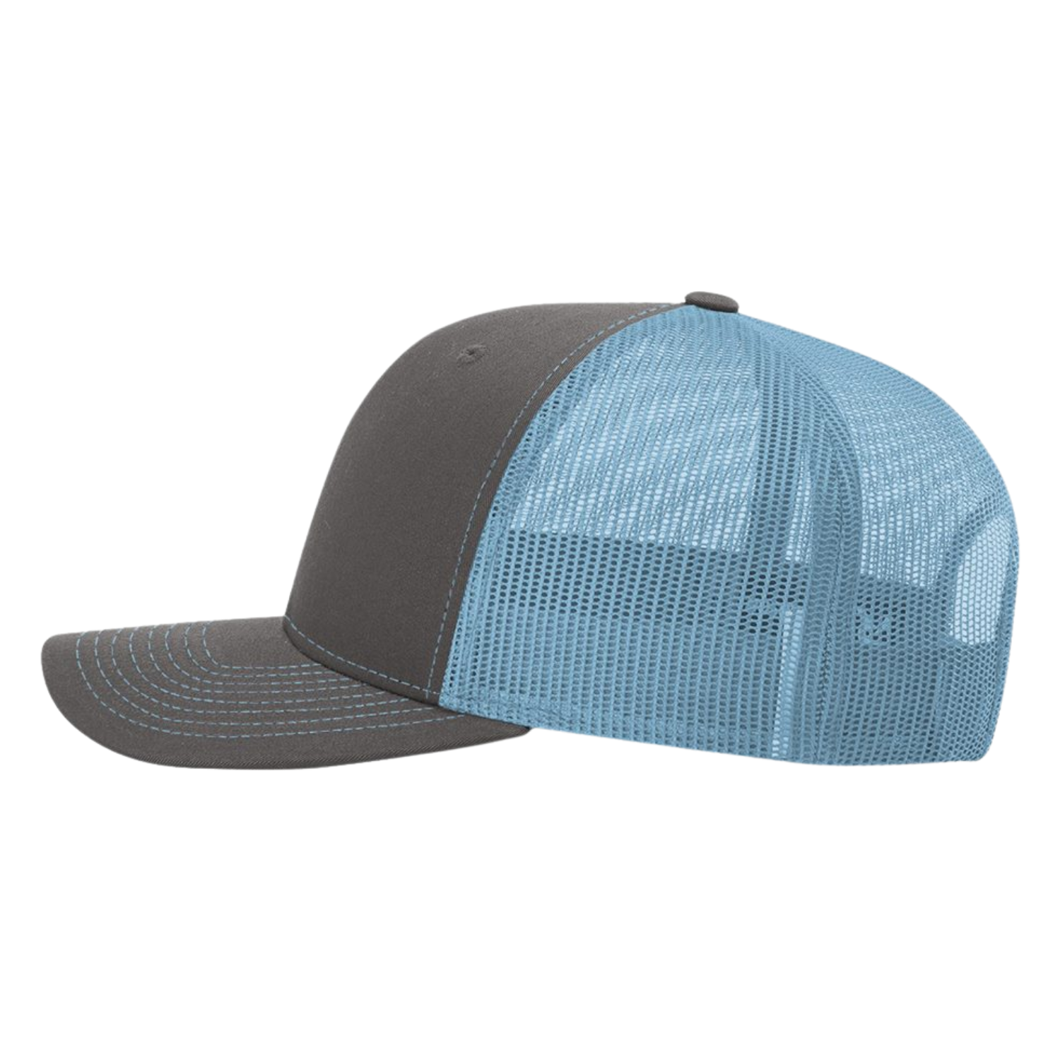 Richardson 112 | Adjustable Snapback Trucker Cap | Charcoal/ Columbia Blue