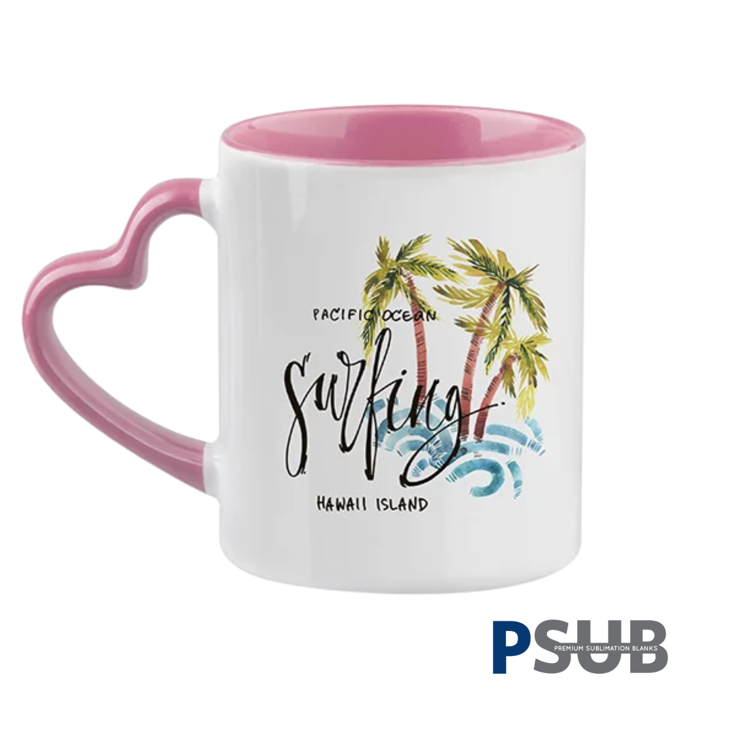 PSub - Taza Cerámica con asa en forma de corazón | Rosada | 11oz - Promo Viniles Panamá