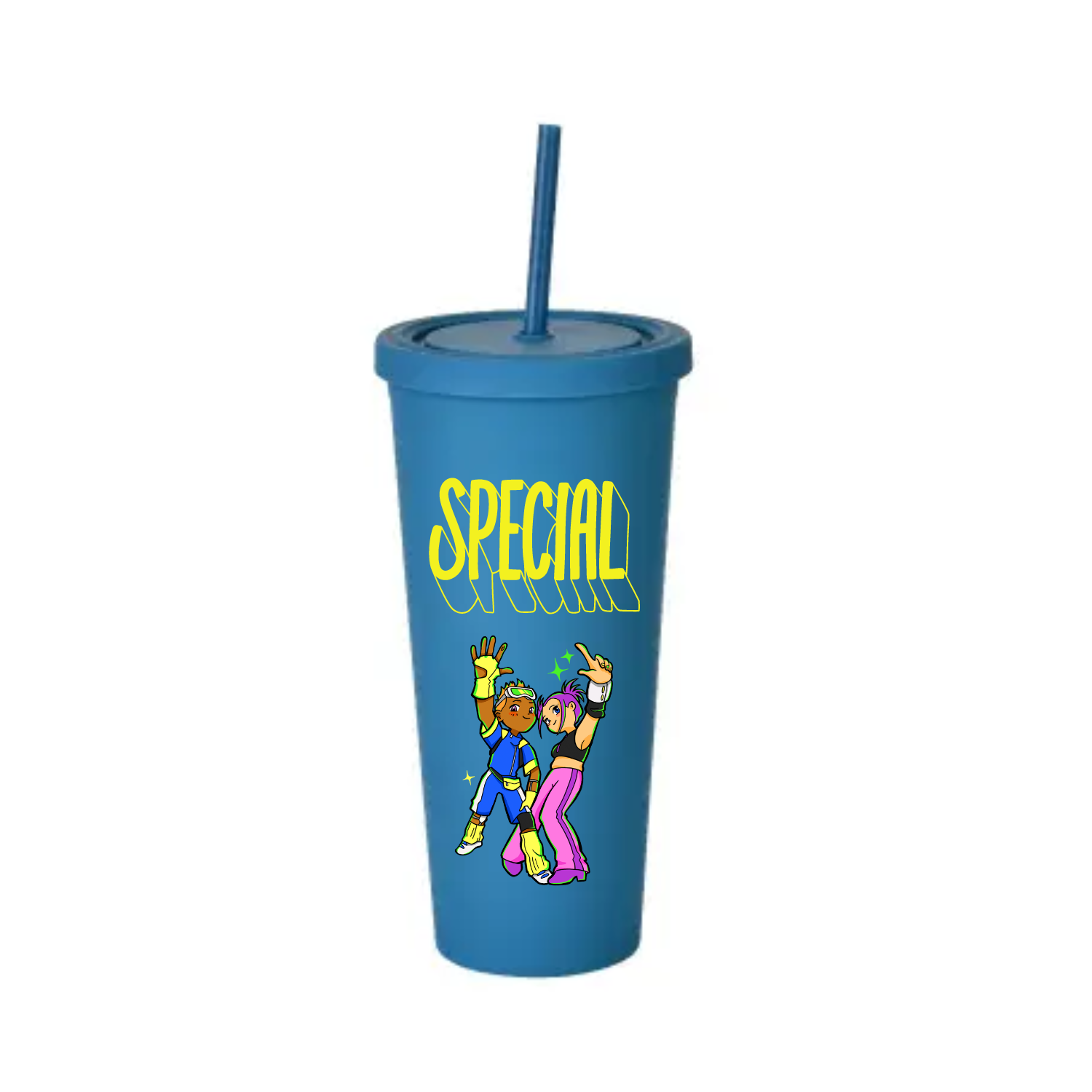 Vaso Doble Pared con carrizo | 24 oz | Turquesa Mate