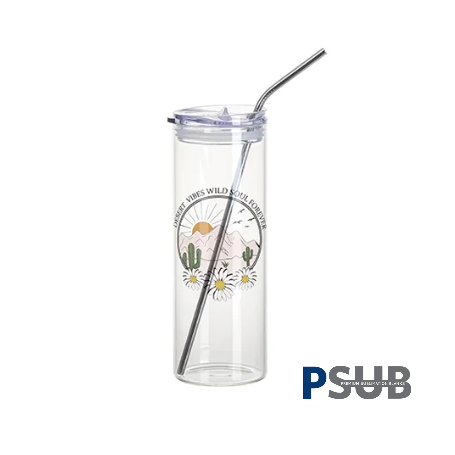 Skinny Glass Tumbler | Tapa de plástico | Clear | 25oz