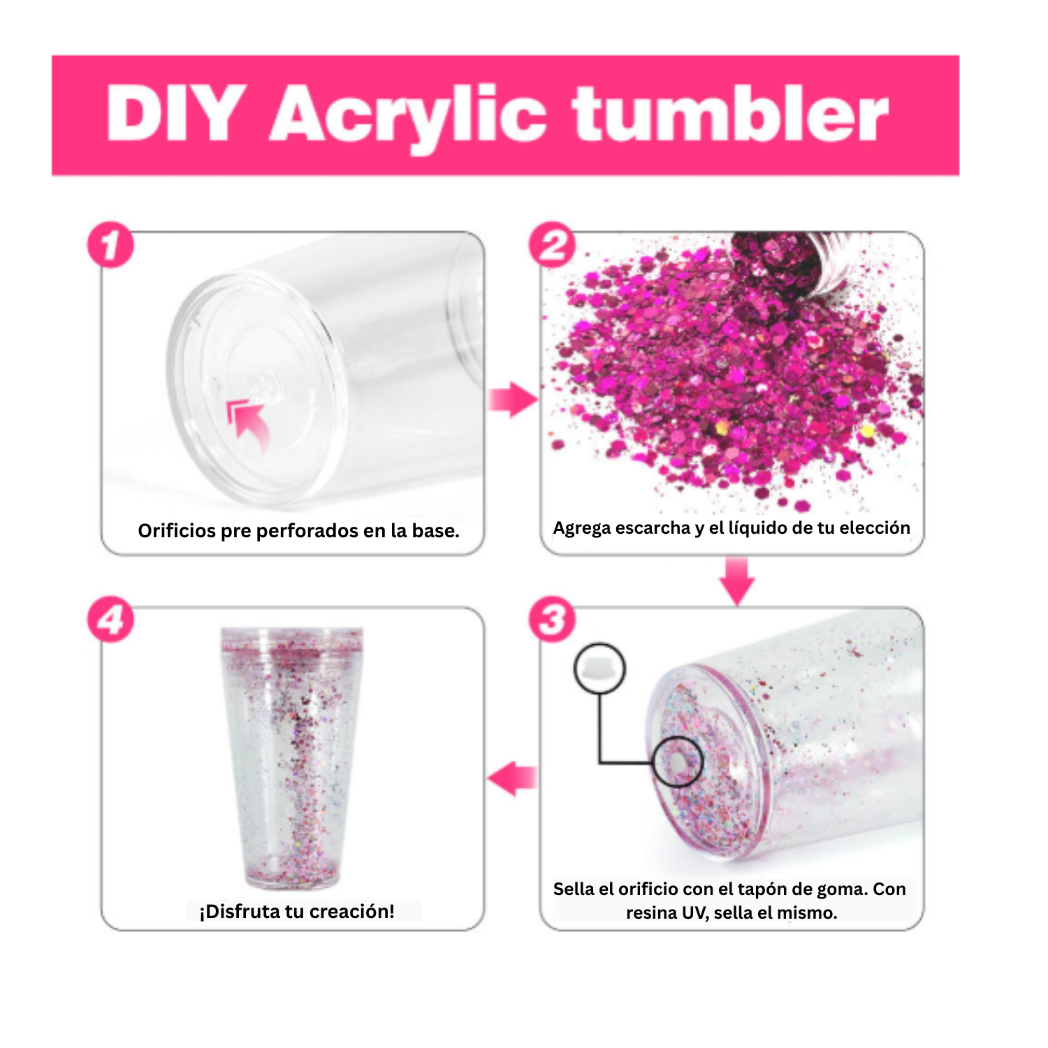 Promo Viniles Panamá - Vaso Doble Pared con Tapa Rellenable para Snowglobes | 16oz - Promo Viniles Panamá