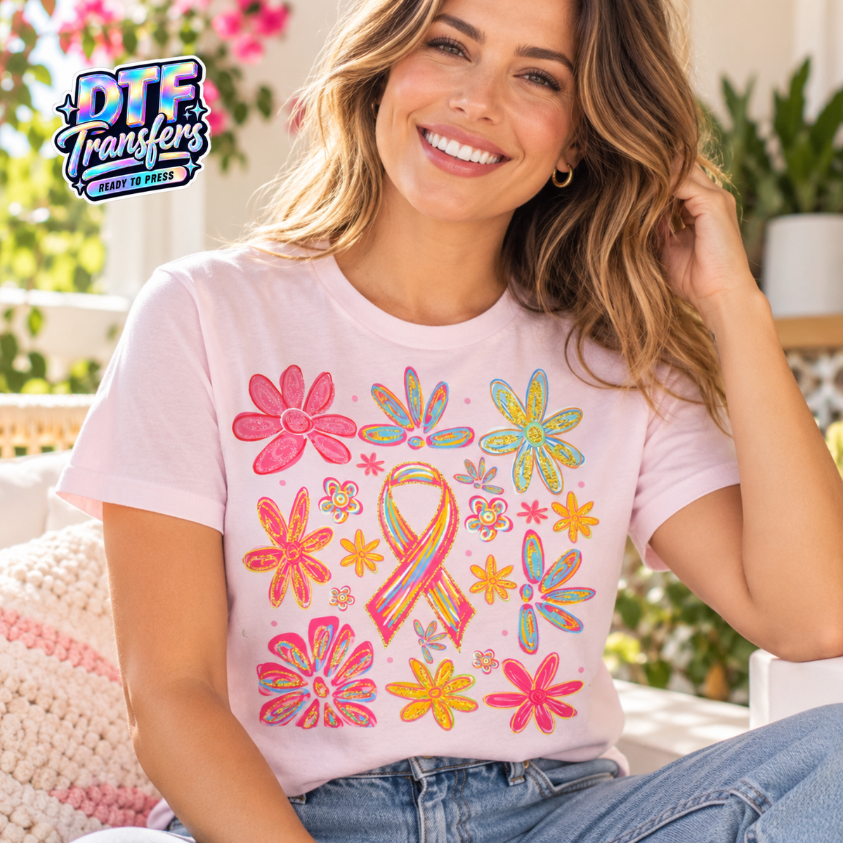 DTF Transfers | Pink Flower