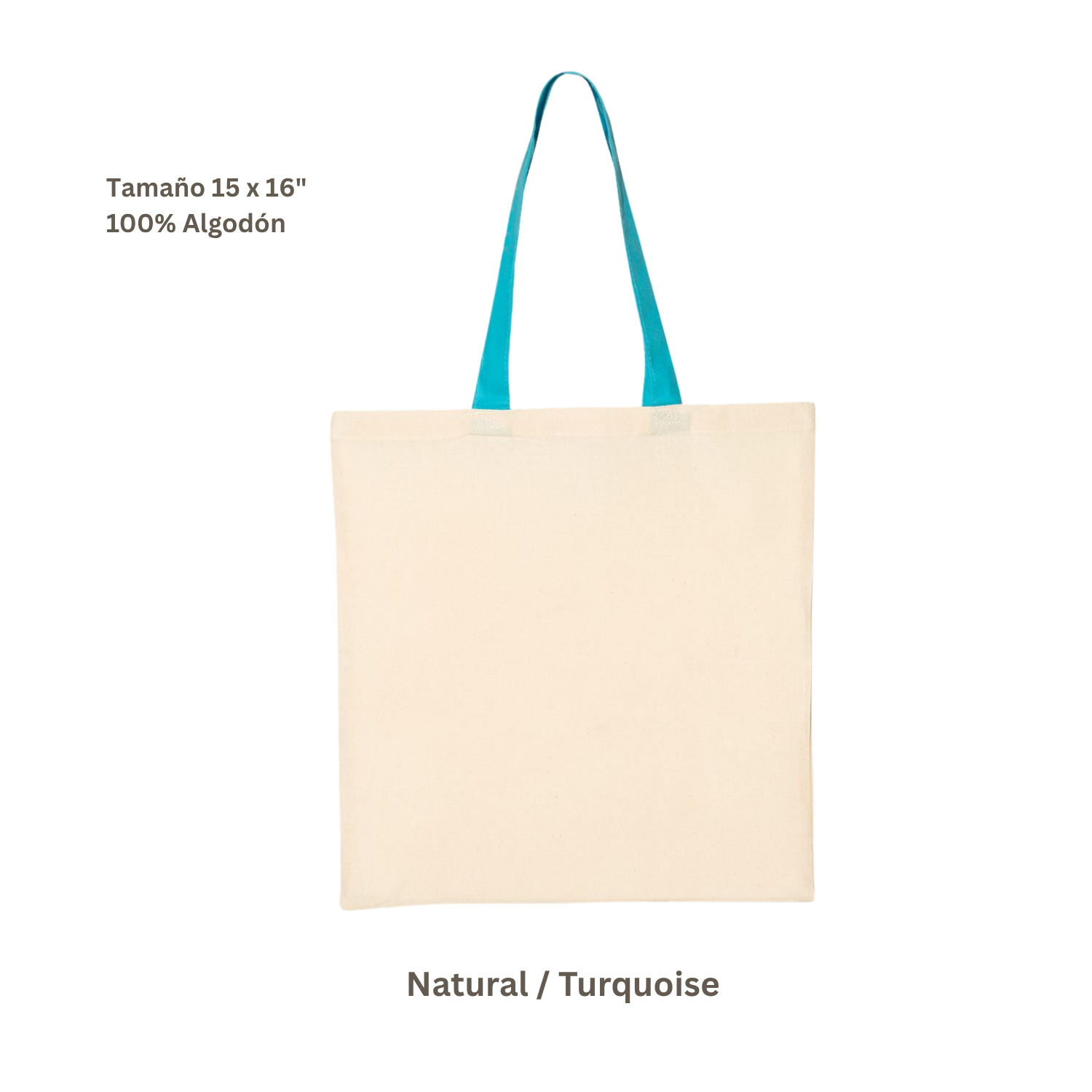 Bolsa Tote de Algodón Natural | Asa Color Turquesa