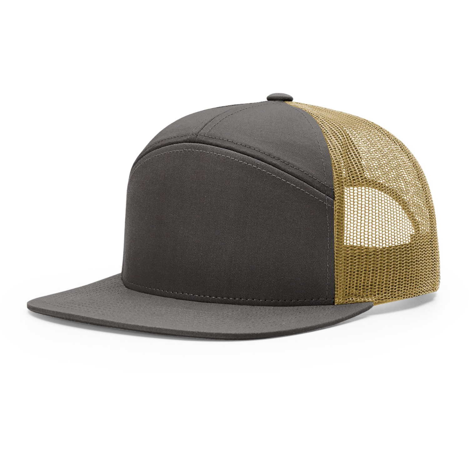 Richardson 168 | Seven Panel Trucker Cap | Charcoal/ Old Gold