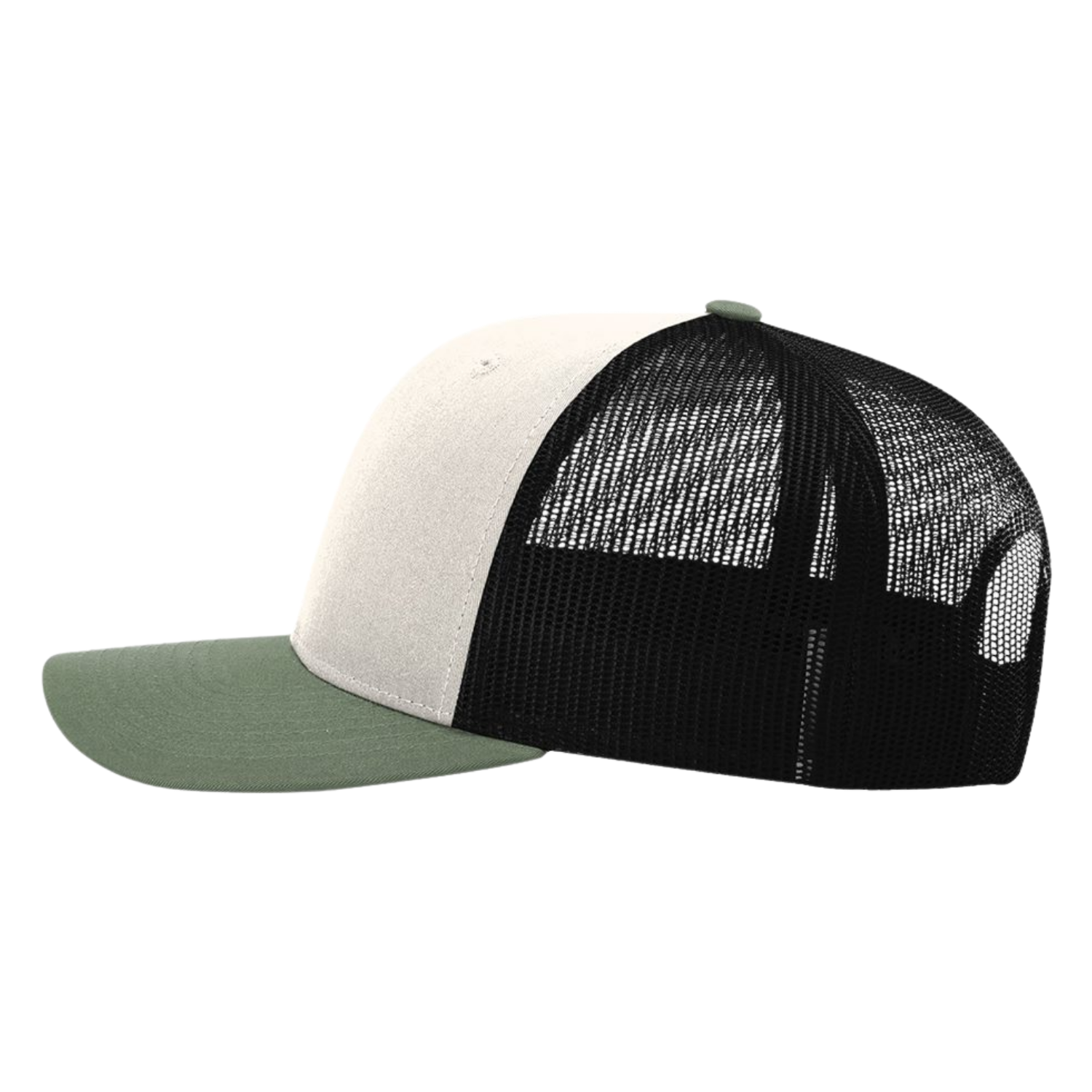 Richardson 112 | Adjustable Snapback Trucker Cap | Cream/ Black/ Loden Green
