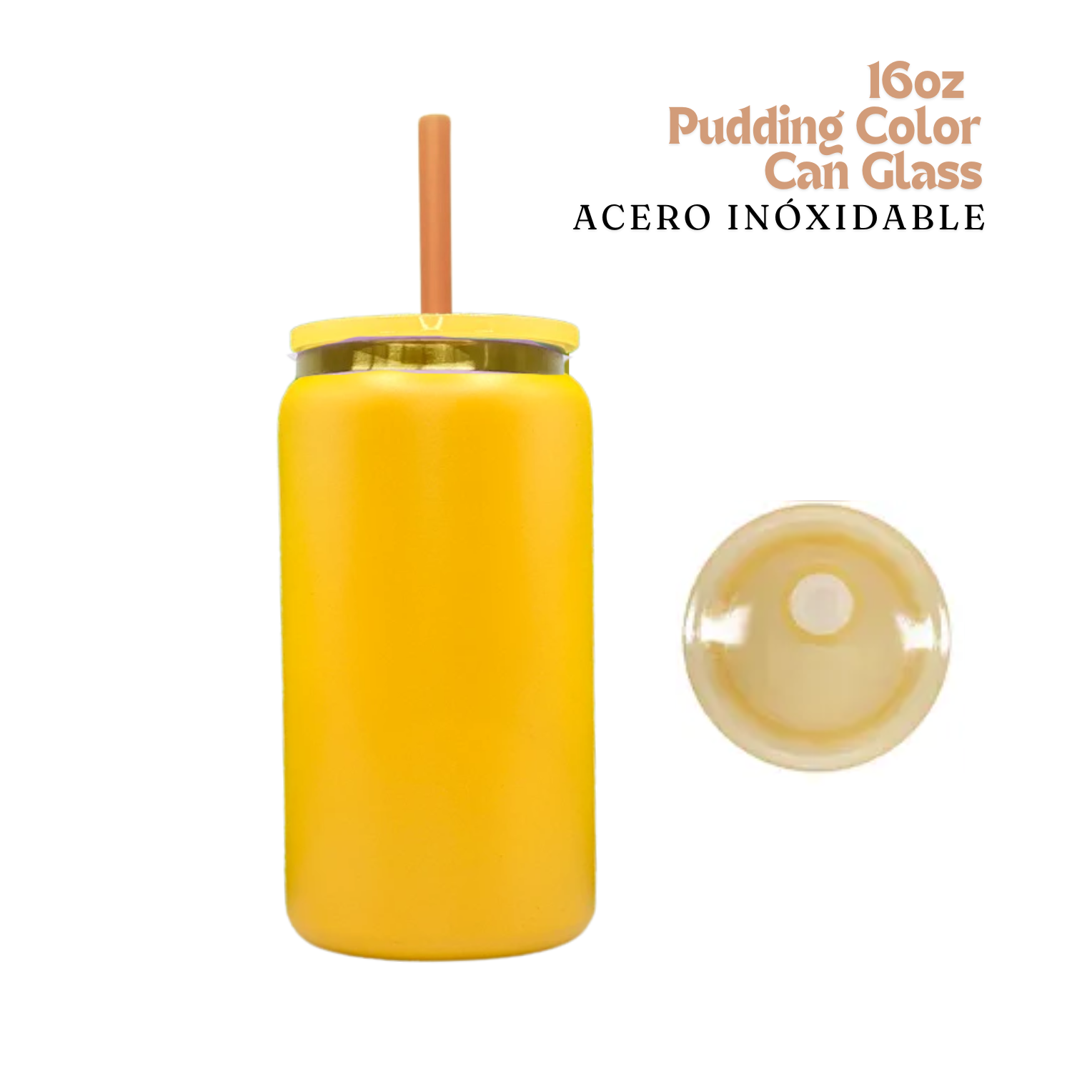 Pudding Color Can Glass | 16oz | Yellow | Acero Inox.