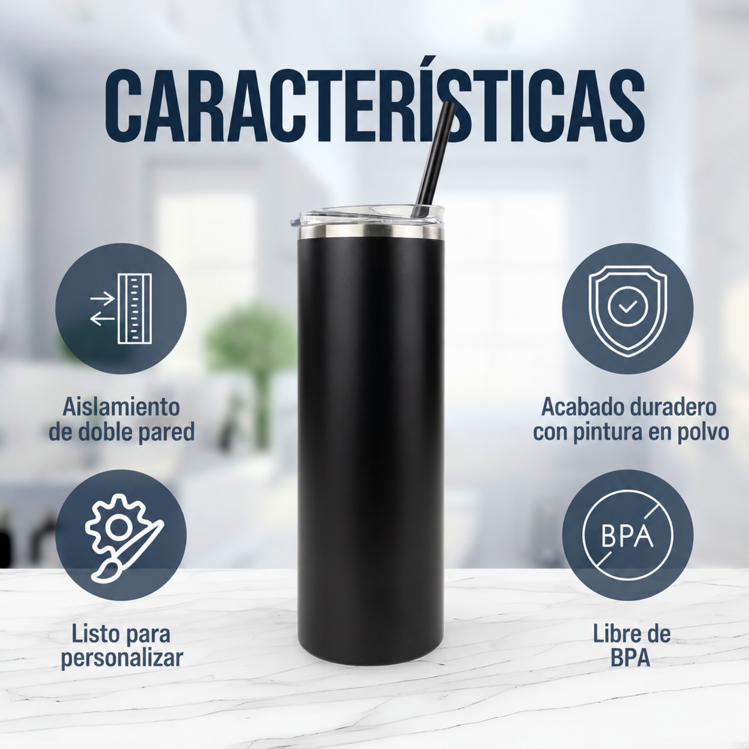 Vaso Skinny 20oz | Acero Inoxidable | para Láser o UVDTF