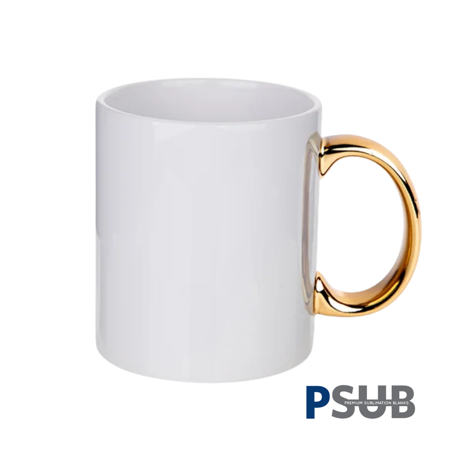 PSub - Taza de Cerámica | Blanca con Asa Dorada | 11oz - Promo Viniles Panamá