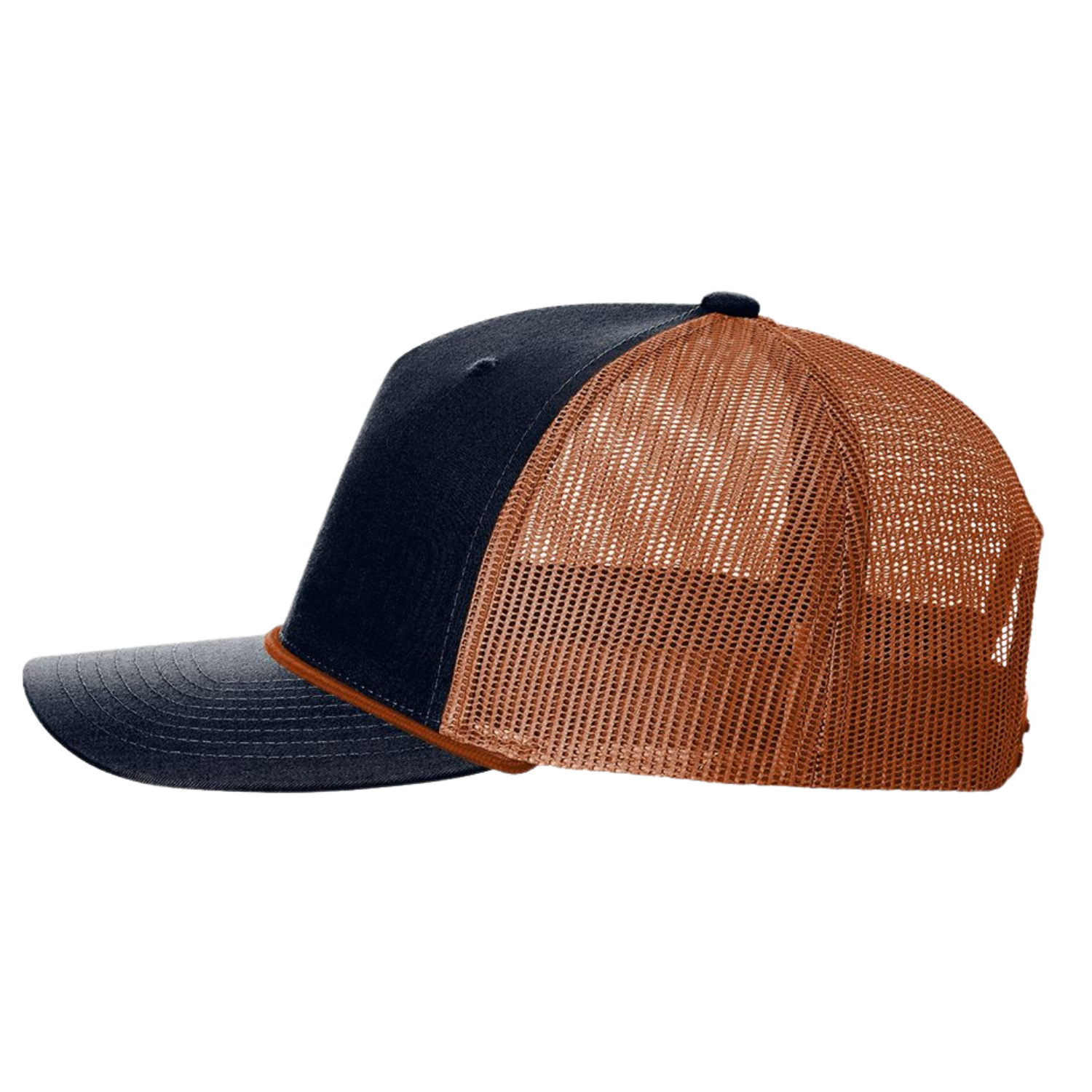 Richardson 112FPR | Five Panel Trucker with Rope Cap | Navy/ Dark Orange/ Dark Orange