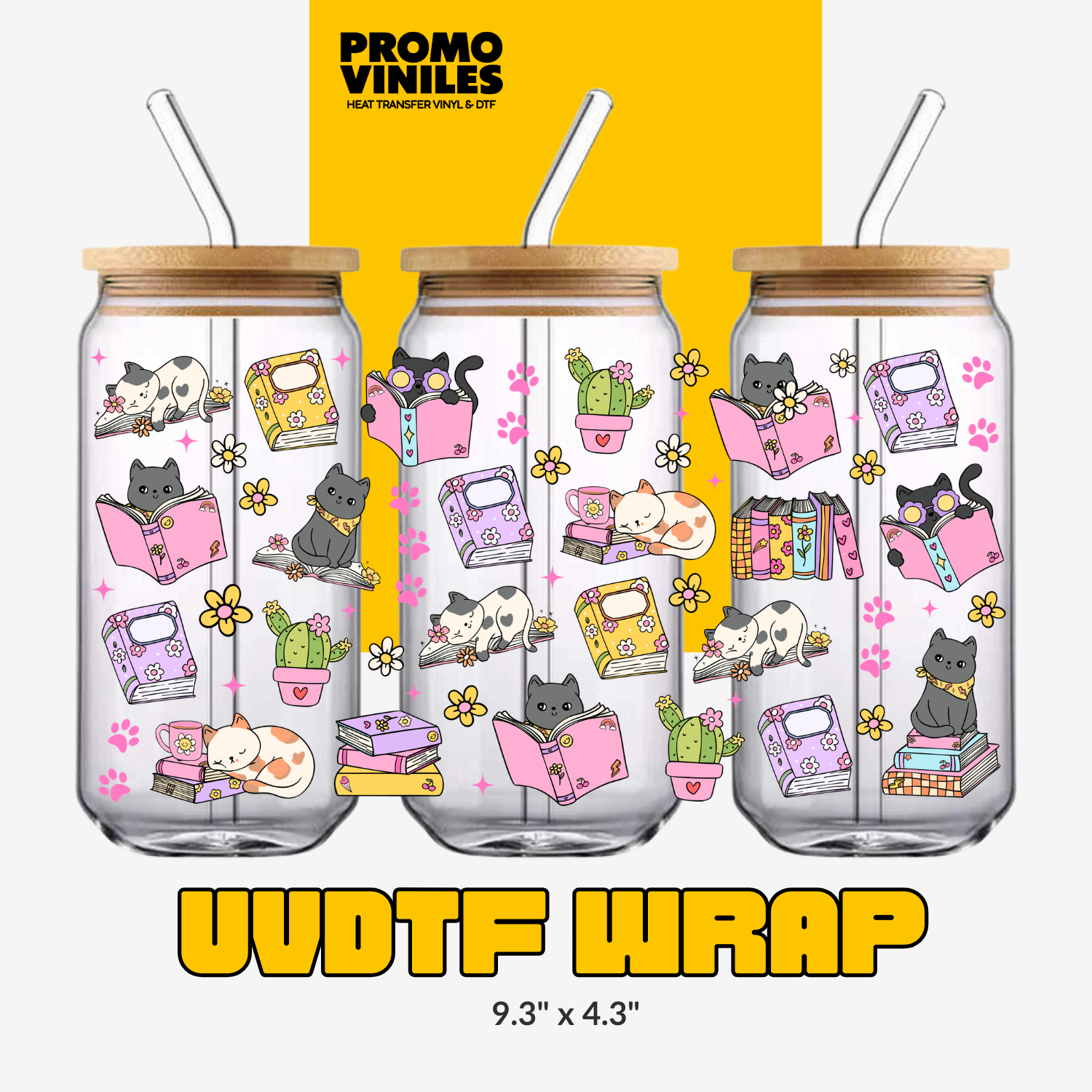 UV DTF Wrap | Cat Book Lover
