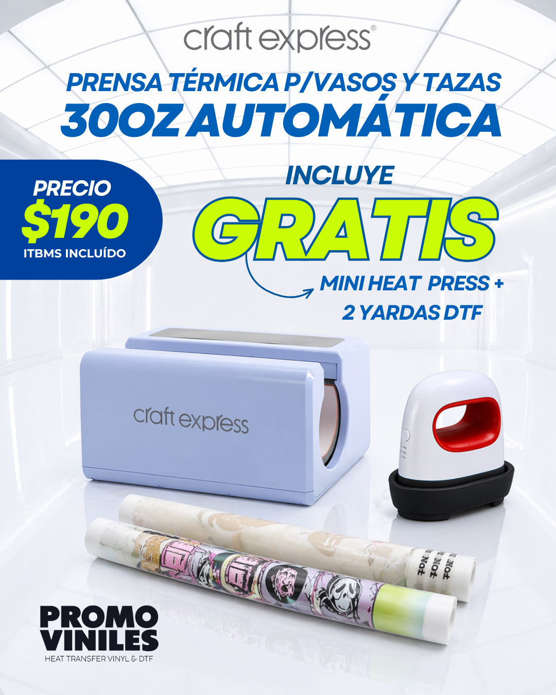 Craft Express | Prensa Térmica para Vasos | 30oz Automática
