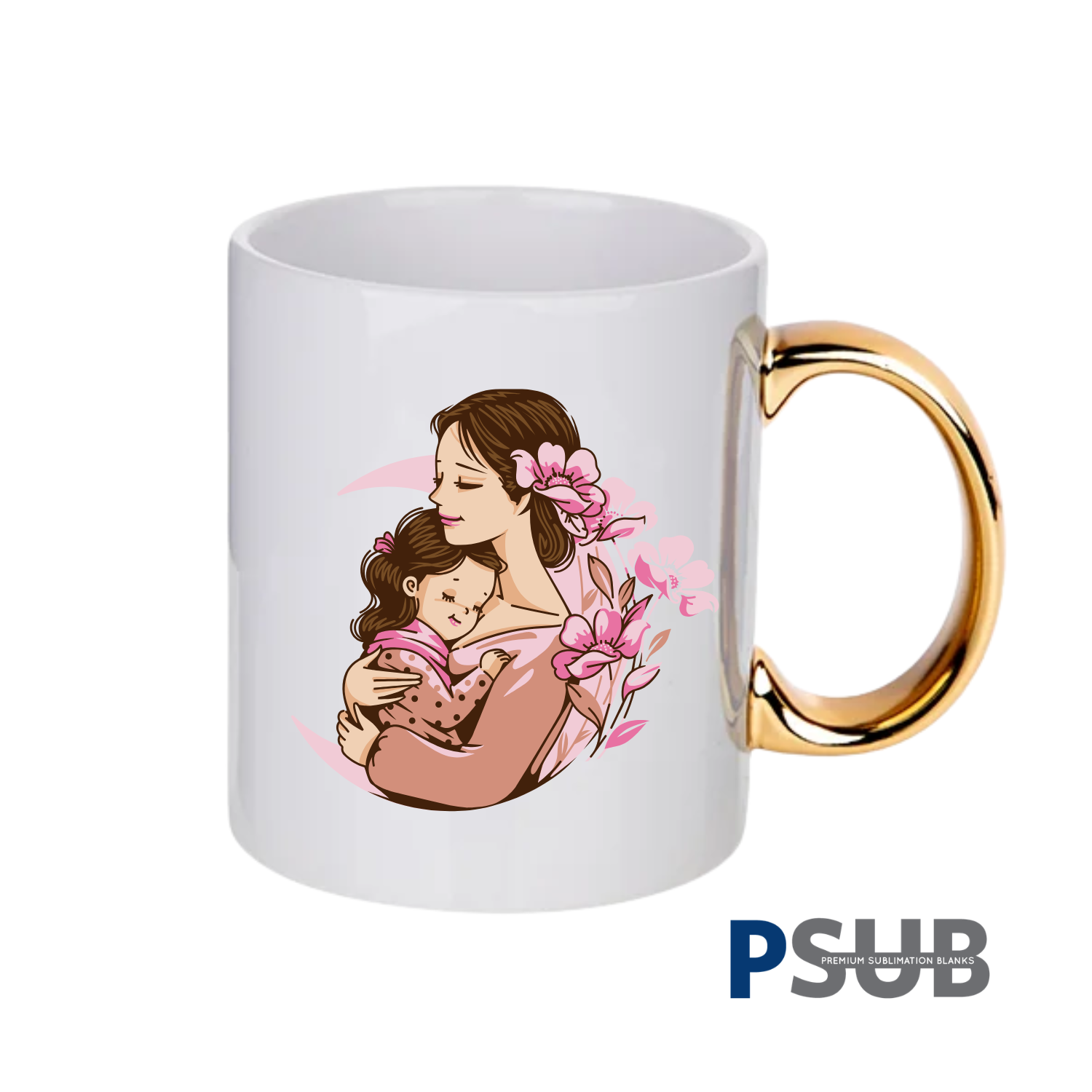 PSub - Taza de Cerámica | Blanca con Asa Dorada | 11oz - Promo Viniles Panamá