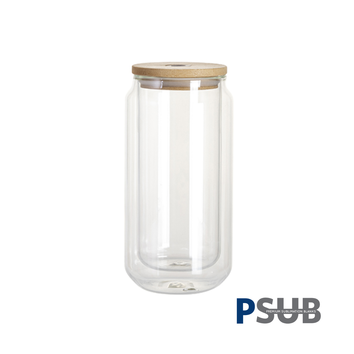 Can Glass Doble Pared para Snowglobe | Tapa de bambú y carrizo | Clear | 10oz