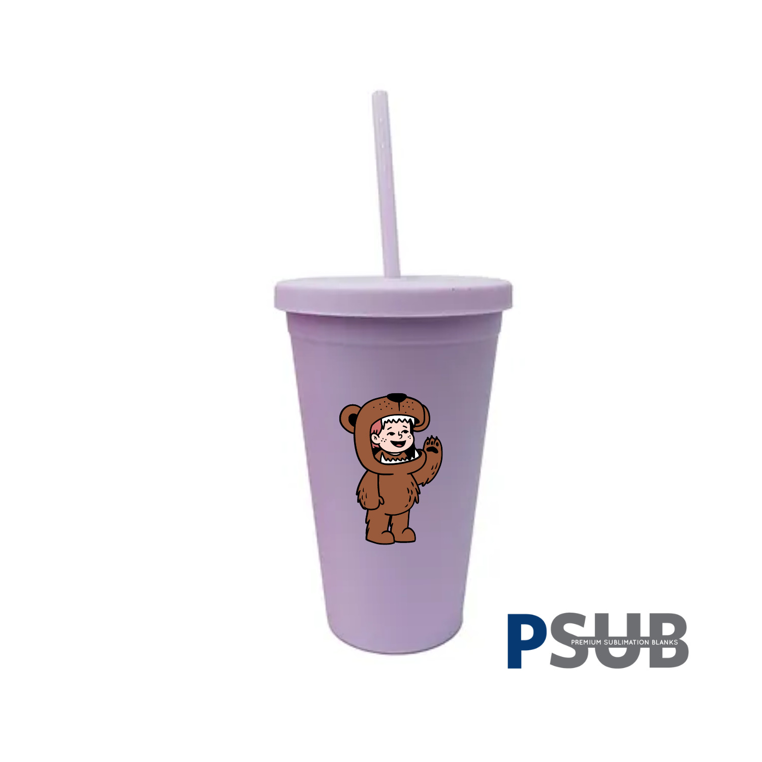 Vaso Doble Pared con carrizo y tapa | 16 oz | Lila Mate