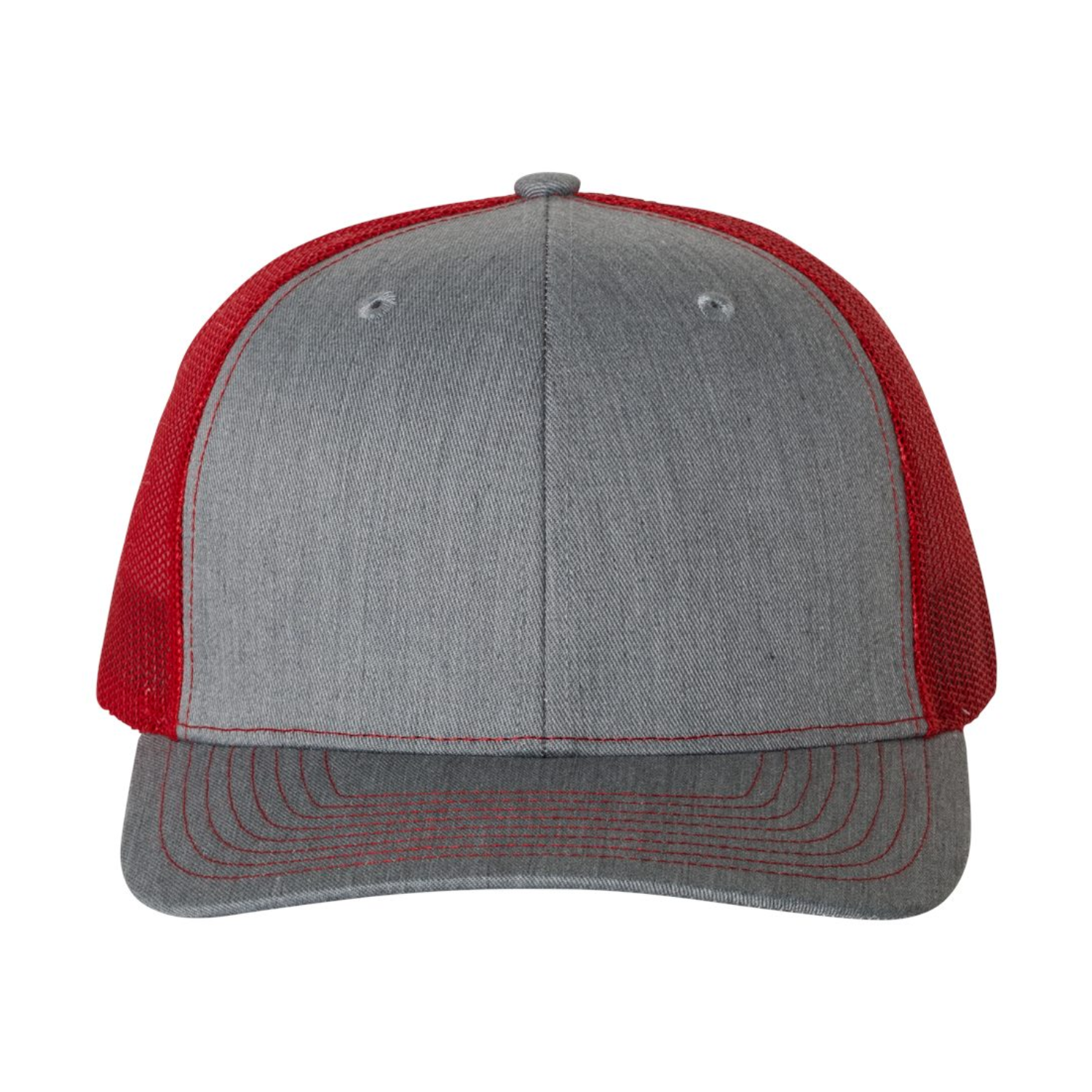 Richardson 112 | Adjustable Snapback Trucker Cap | Heather Grey / Red