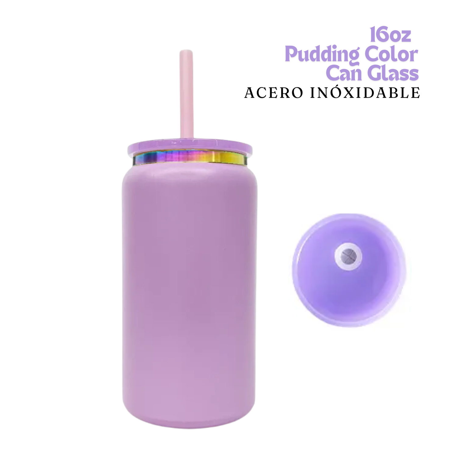 Pudding Color Can Glass | 16oz | Lila | Acero Inox. - R