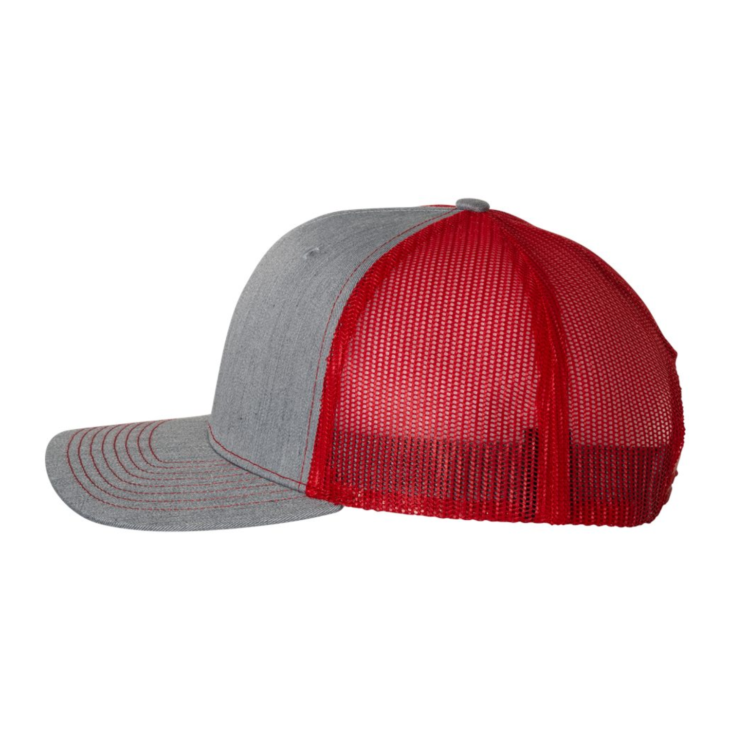 Richardson 112 | Adjustable Snapback Trucker Cap | Heather Grey / Red