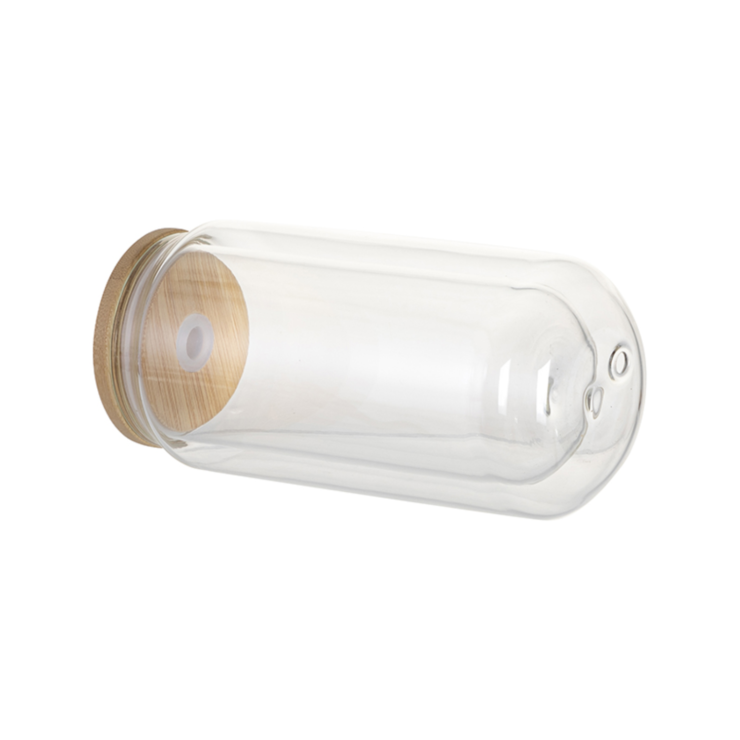 Can Glass Doble Pared para Snowglobe | Tapa de bambú y carrizo | Clear | 10oz